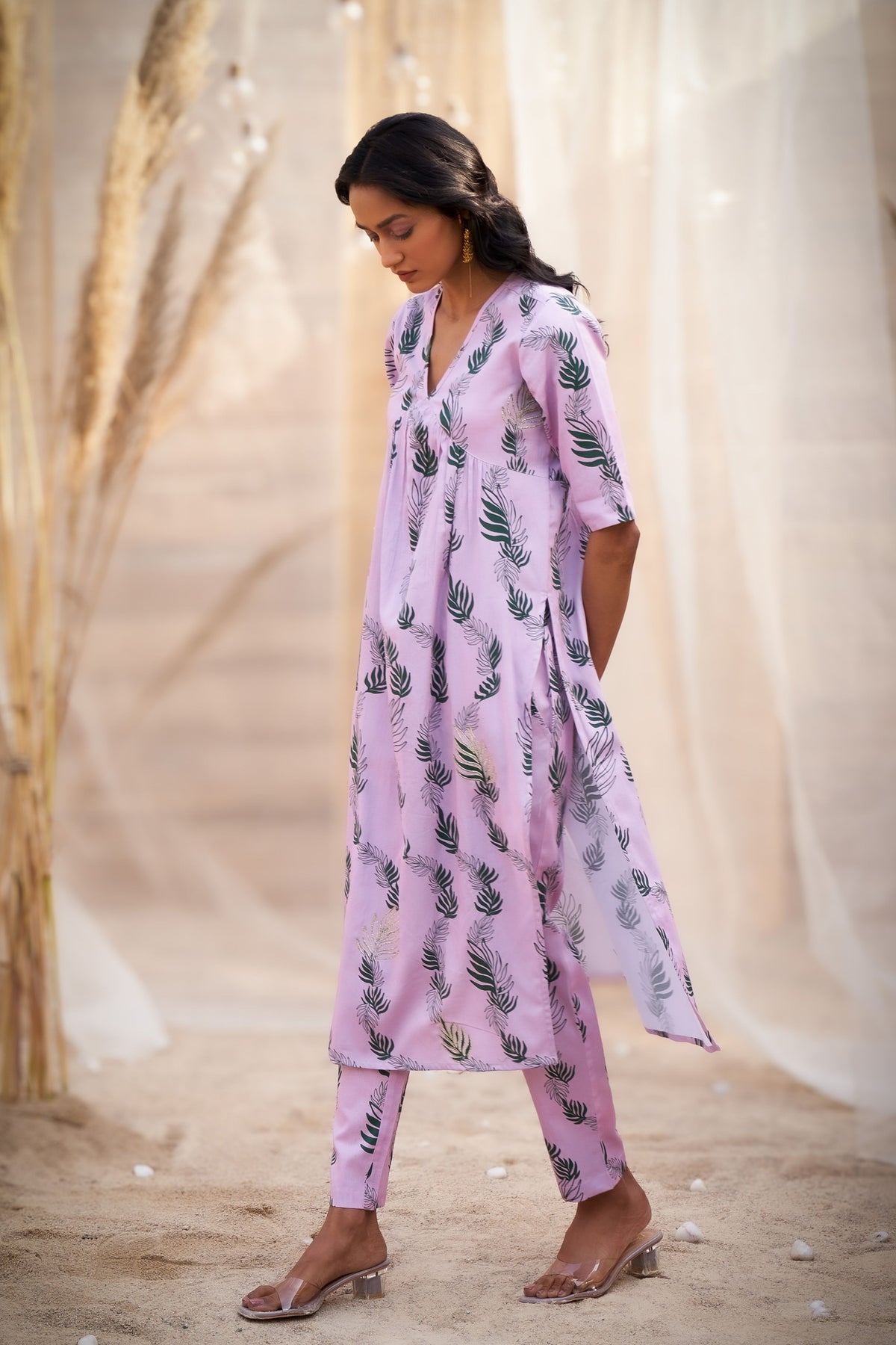 Reveria Printed Gathered Kurta Set