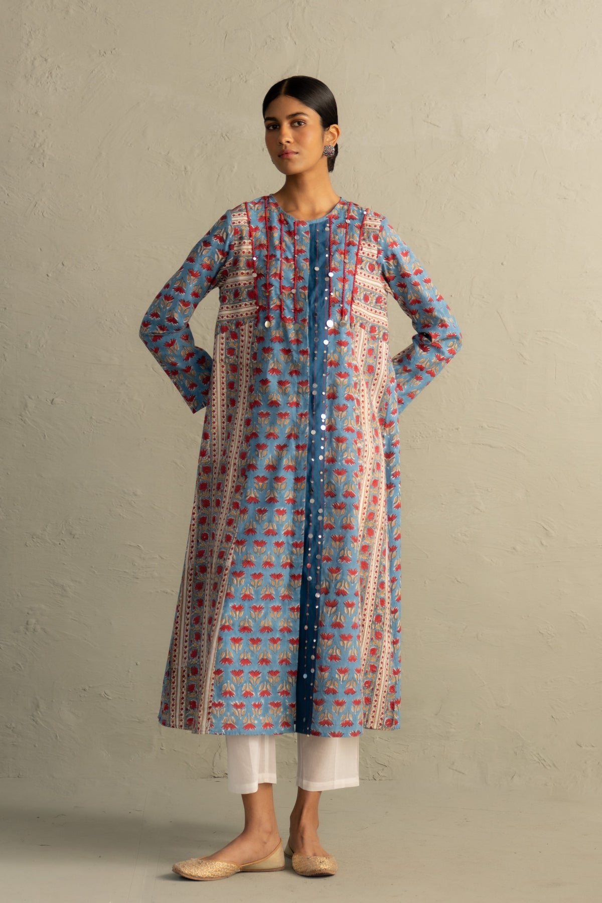 Blue Placket Kurta & Pants