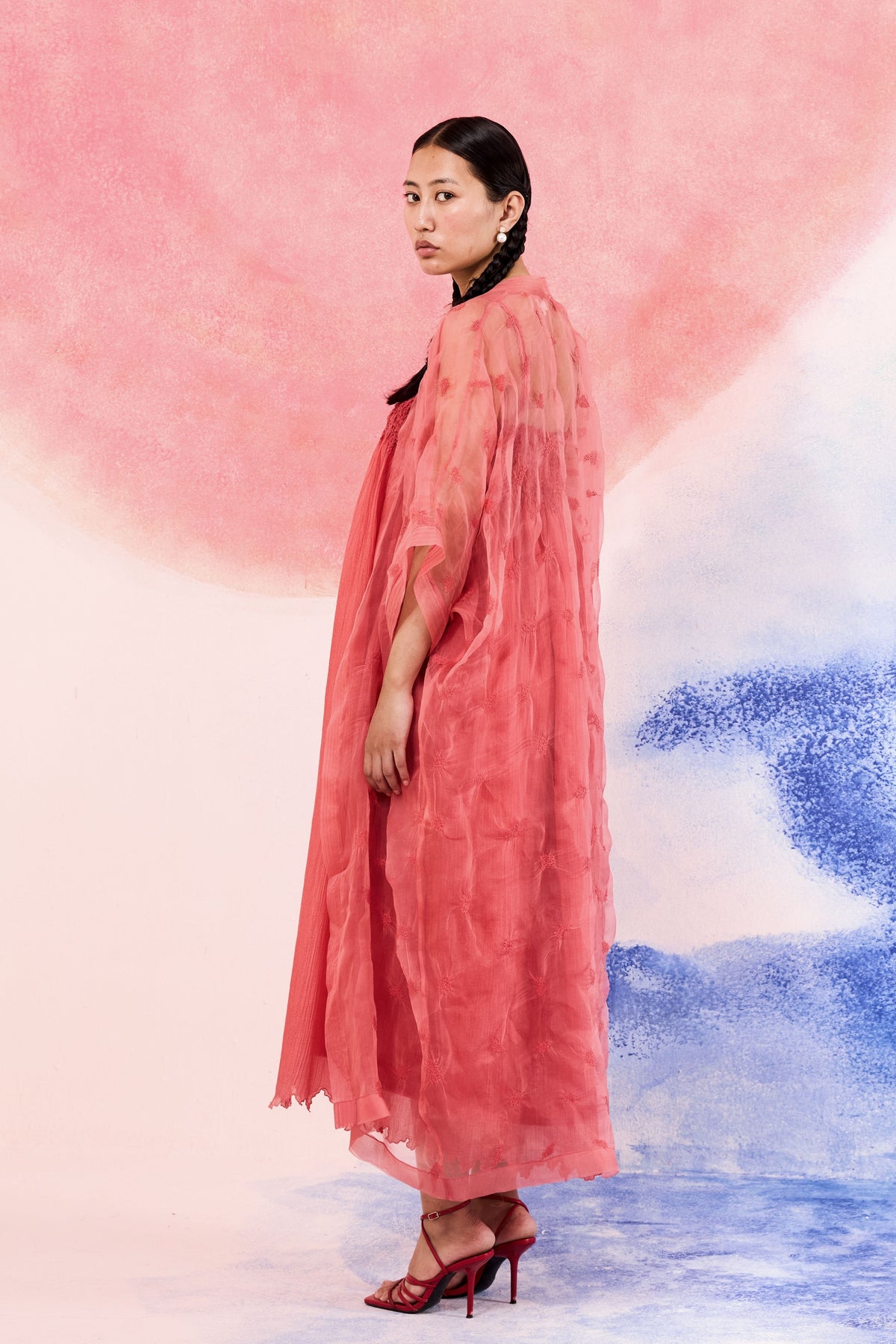 Coral Dress with Coat