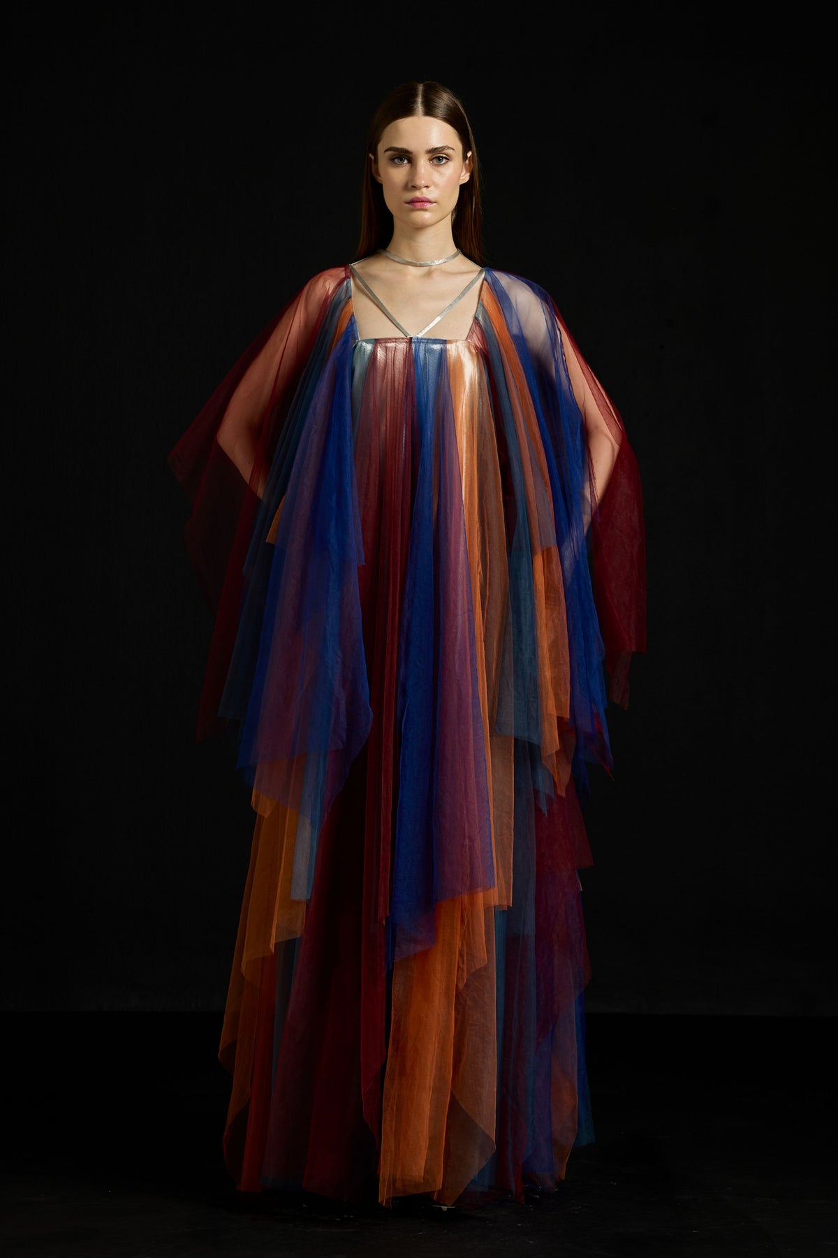 Multicolor Tulle Fall-Panelled Dress