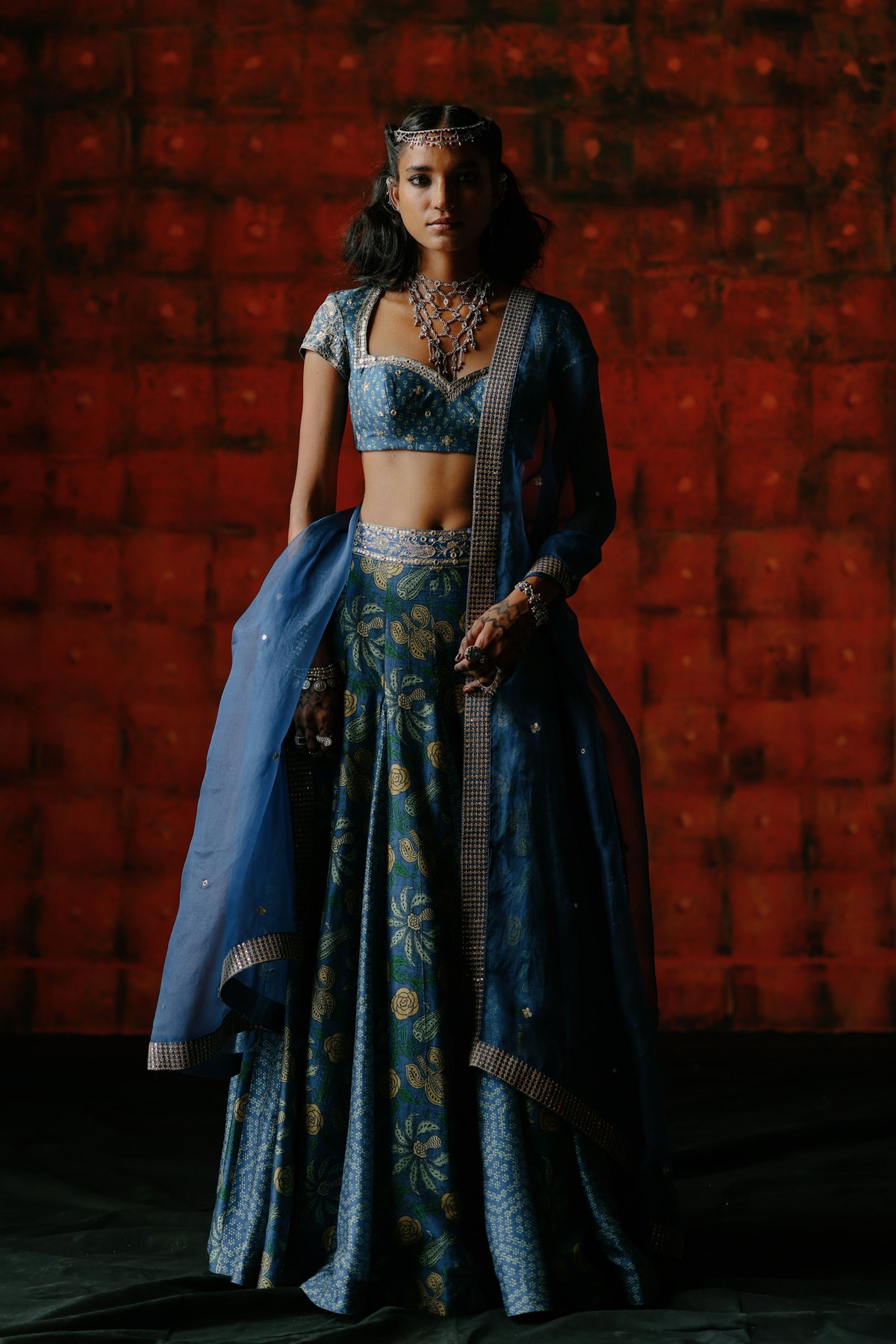 Indigo Lehenga Set