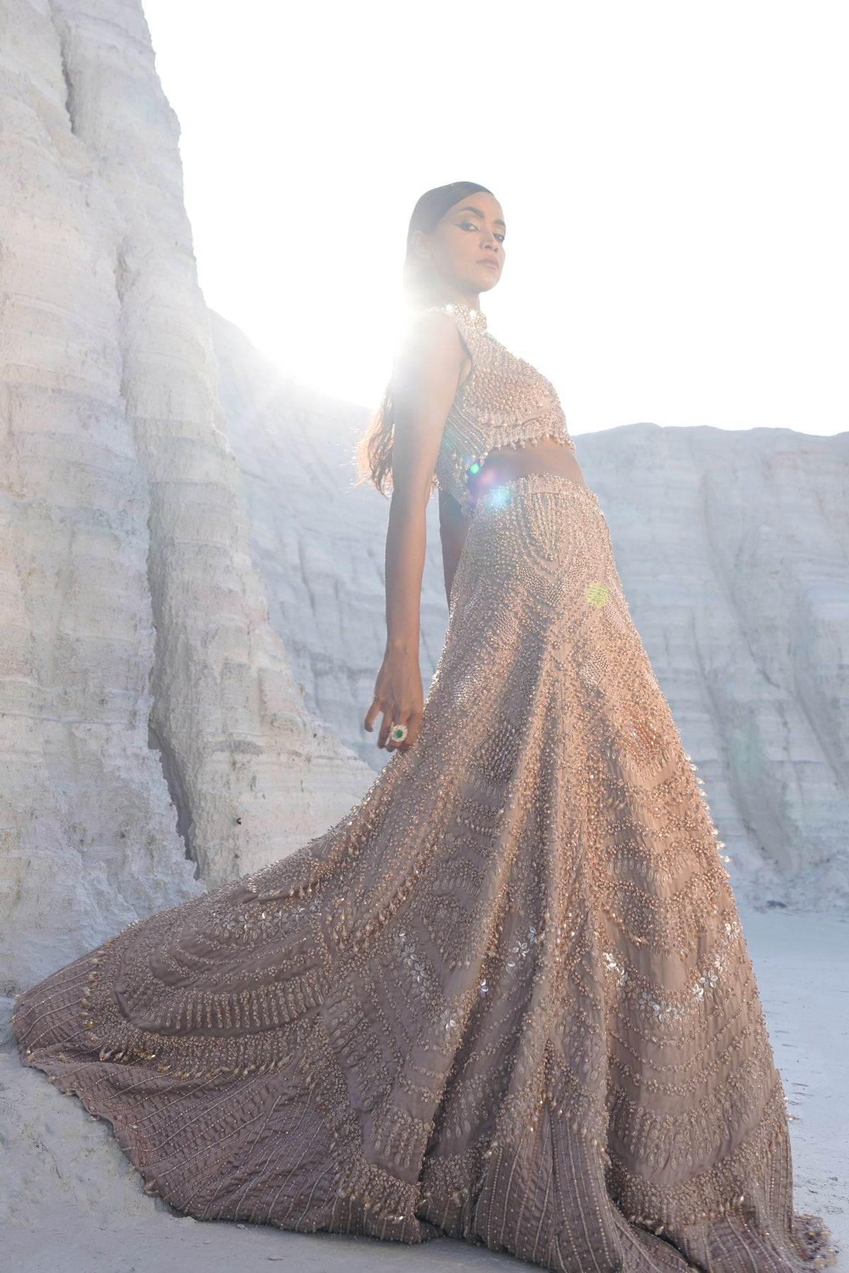 Rustic Amber Embroidered Lehenga Set