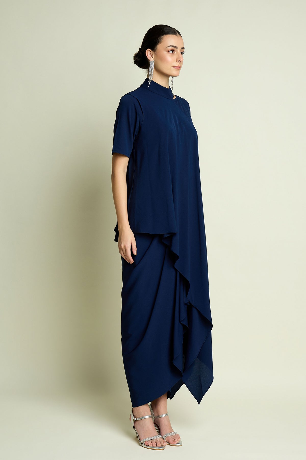 Navy Draped Dress