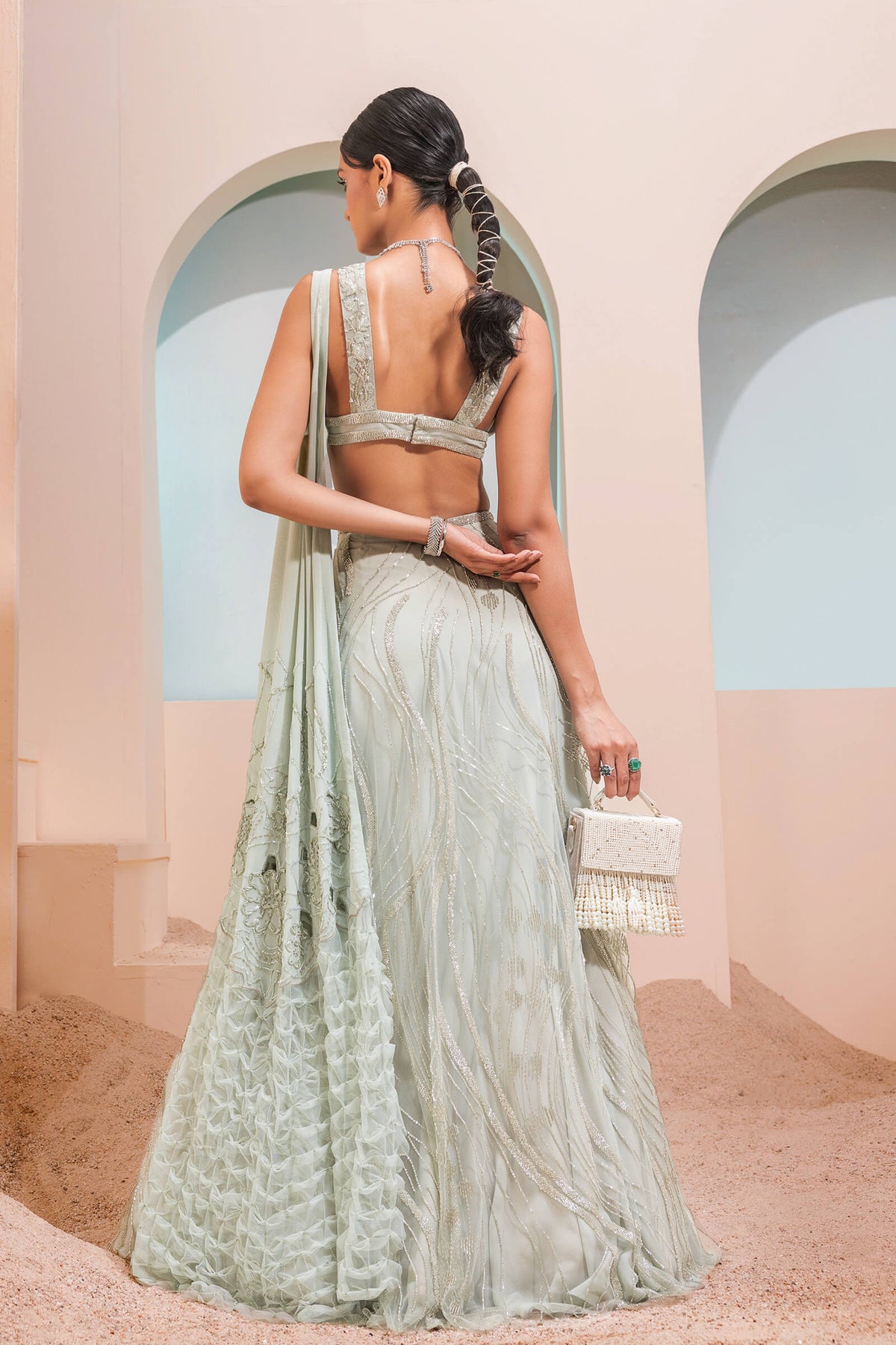 Mint Green Waves Lehengas