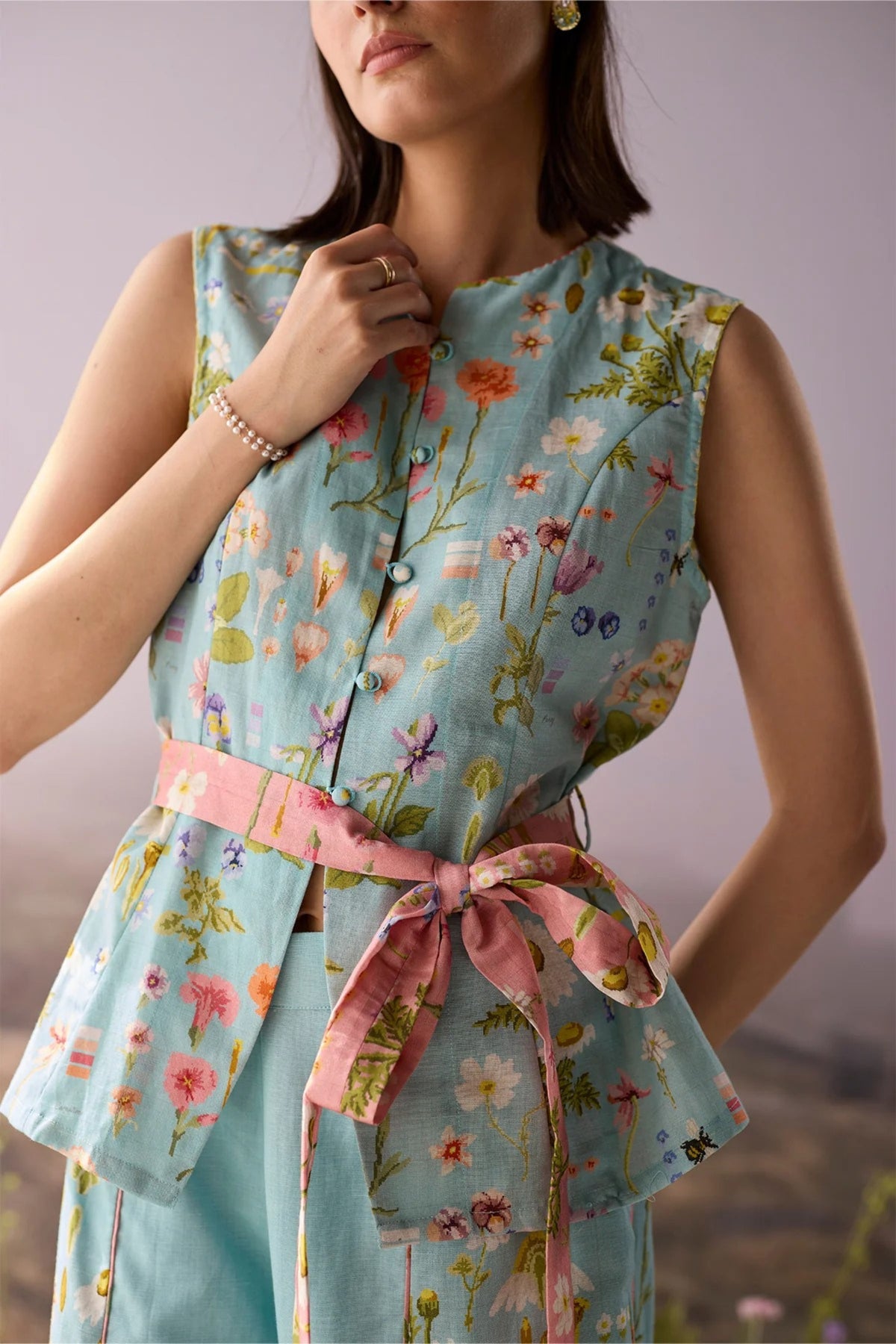 Azure Floral Top