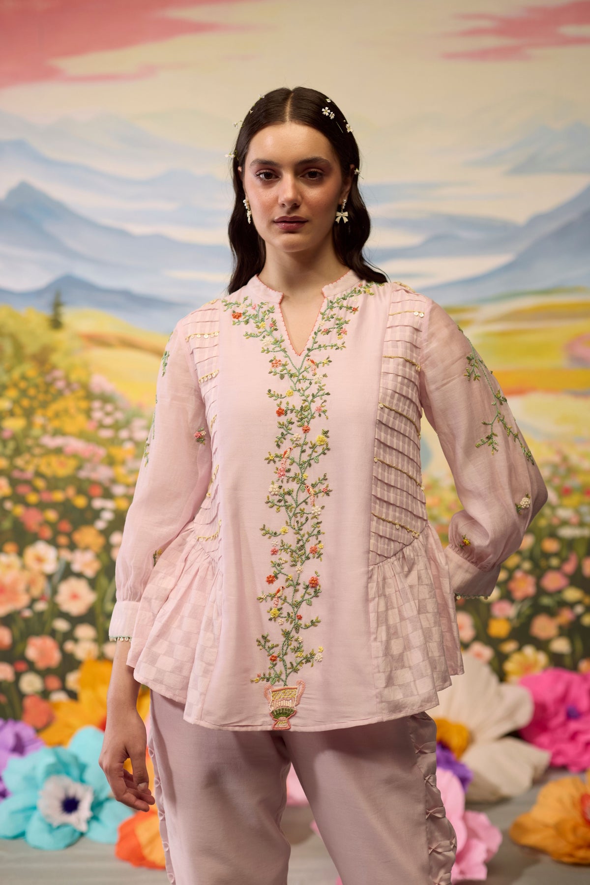 Lavender Embroidered Top