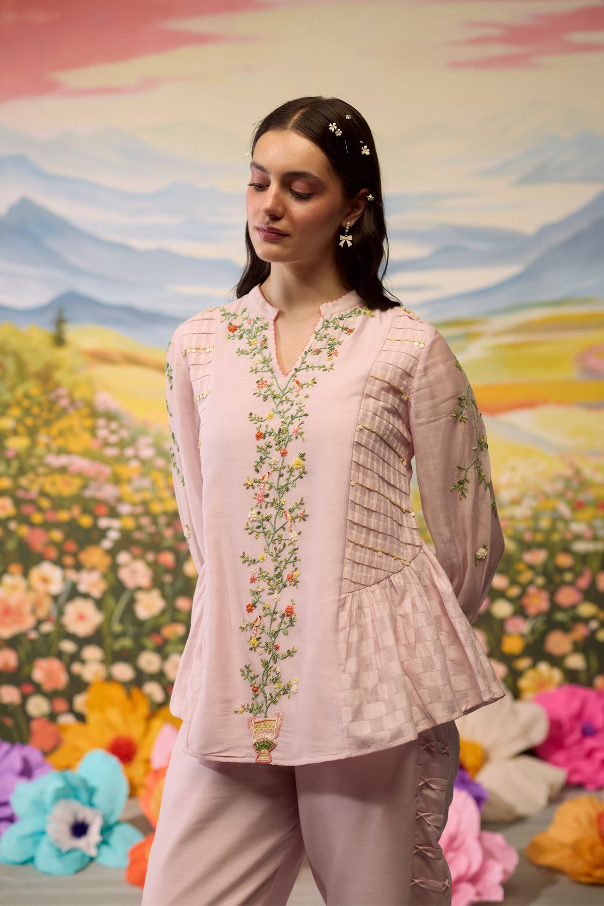 Lavender Embroidered Top