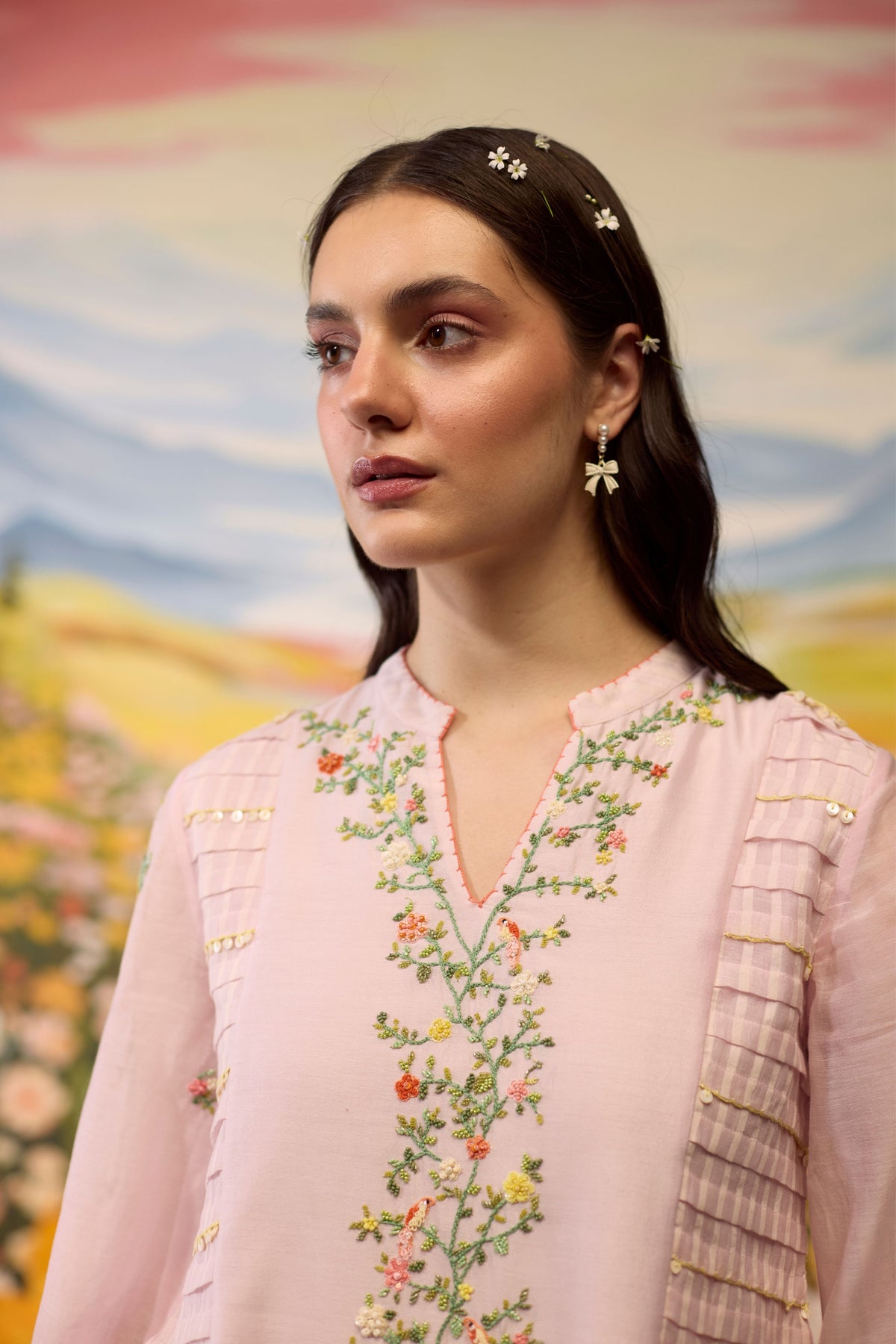 Lavender Embroidered Top