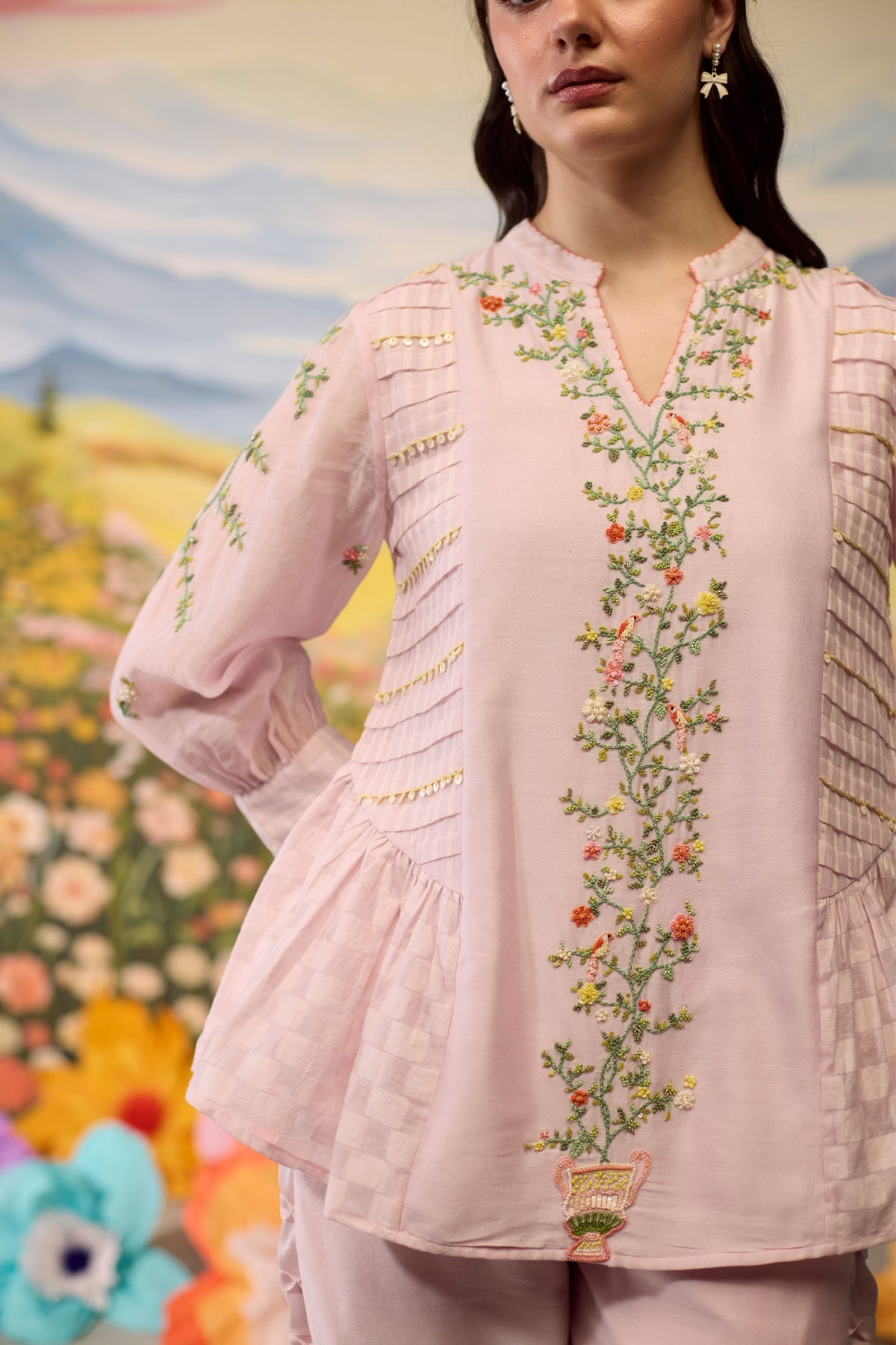 Lavender Embroidered Top