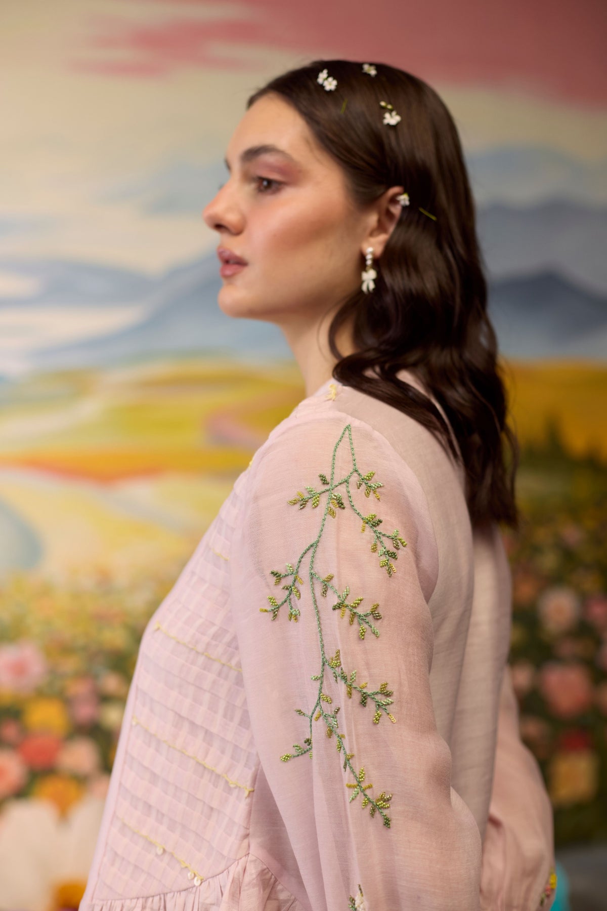 Lavender Embroidered Top