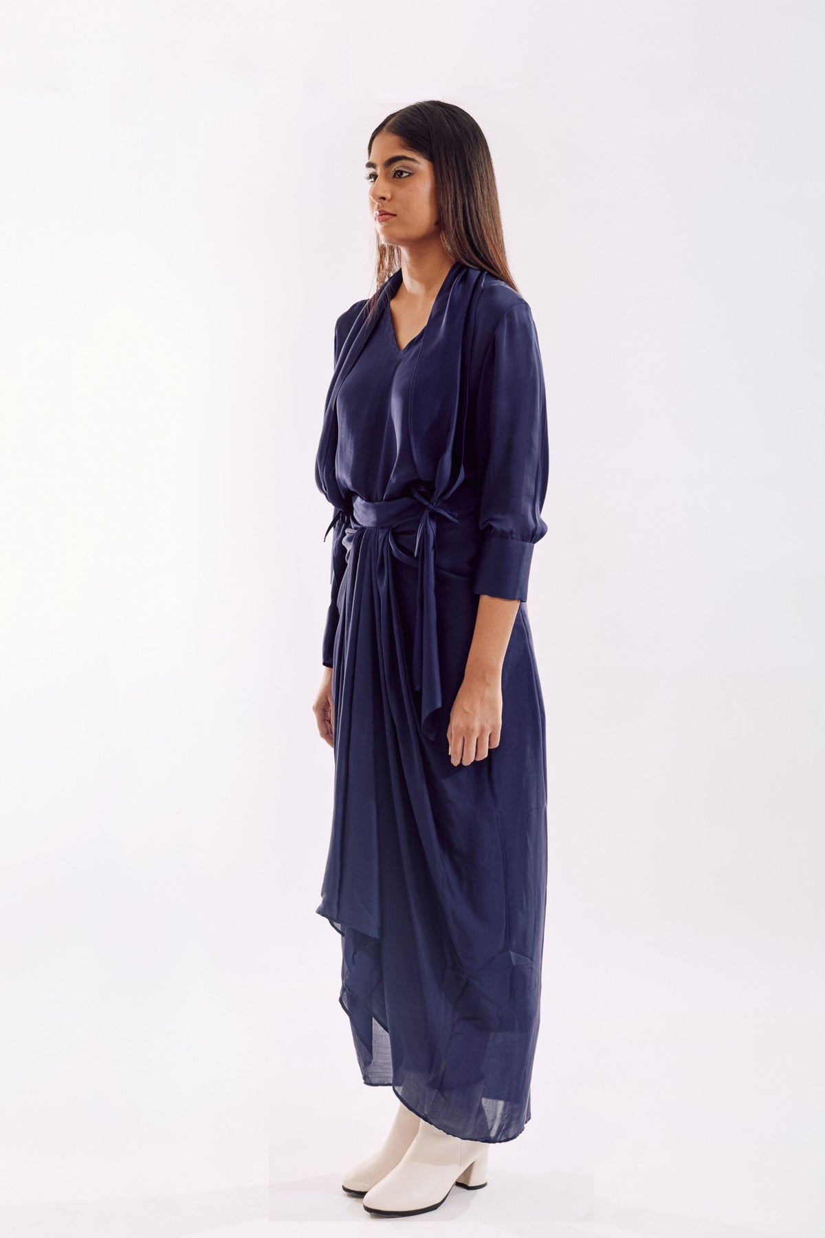 Indigo Side Tie Skirt