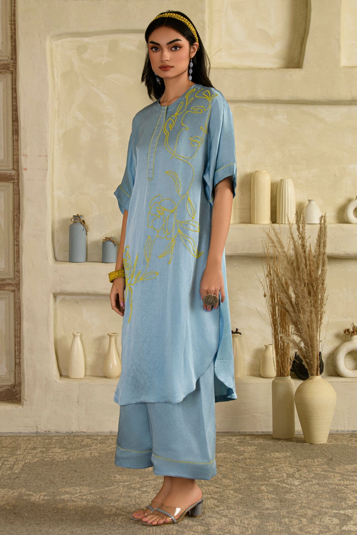 Rangrasiya Aasmani Blue Long Kurta Set