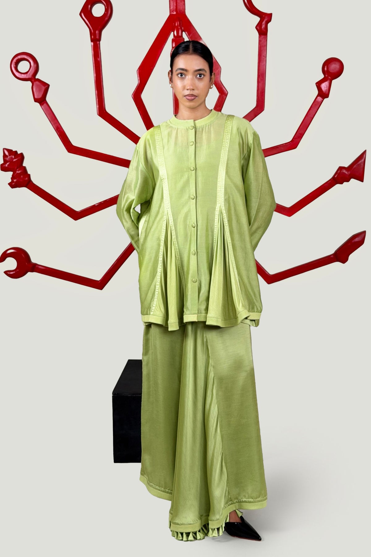 Green Skirt Set