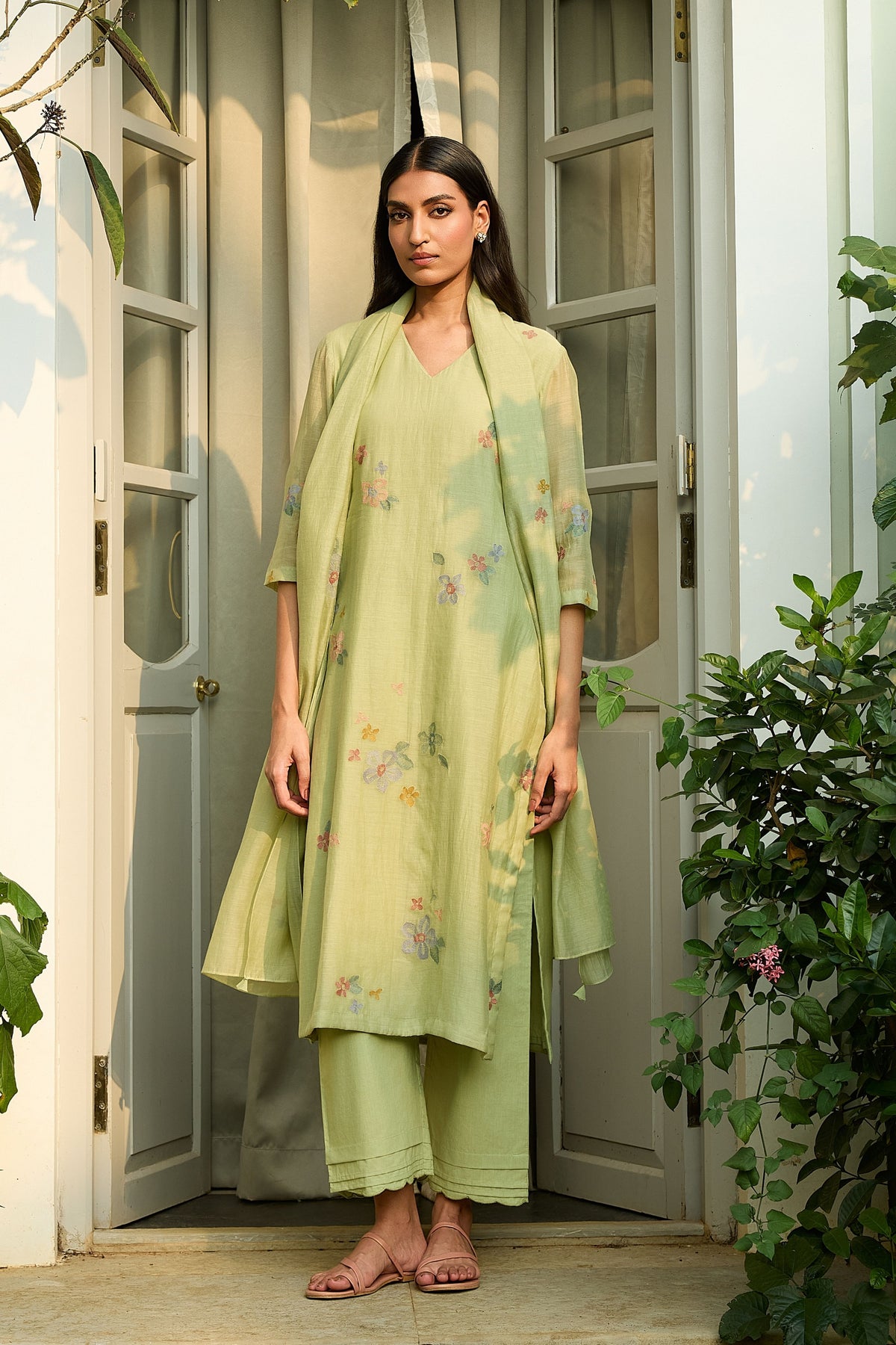 Lime Embroidered Kurta Set
