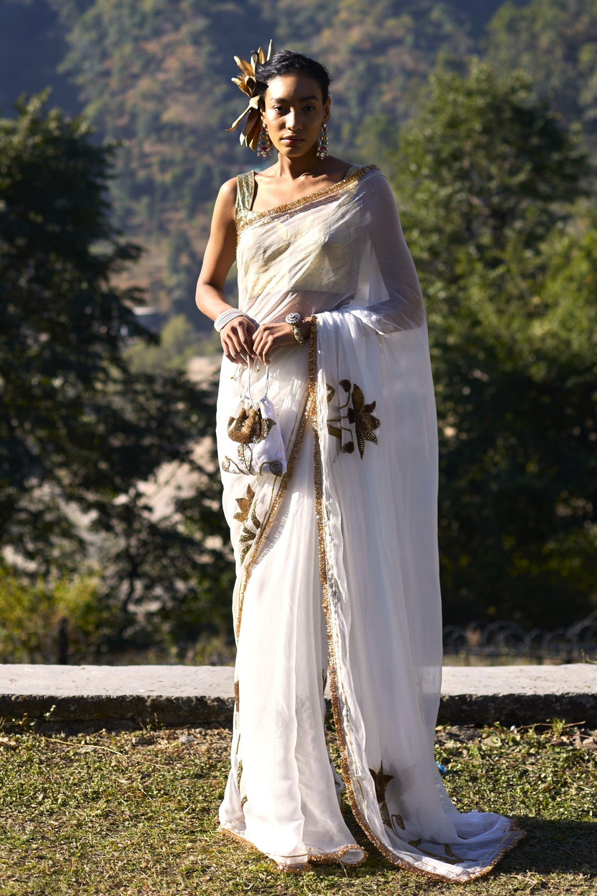 Tulip Ivory Saree Set
