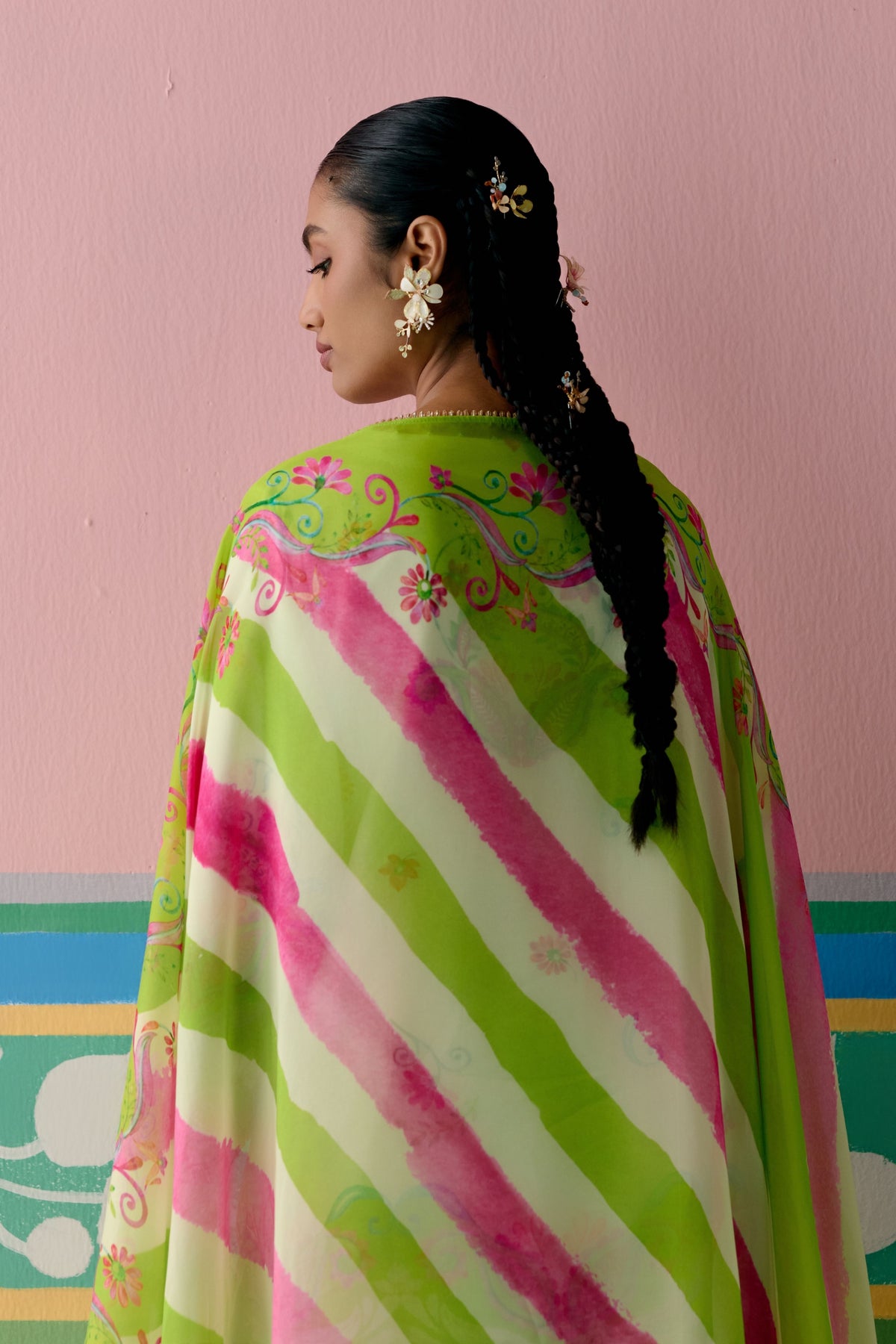 Lime Green Paisley Sharara Set