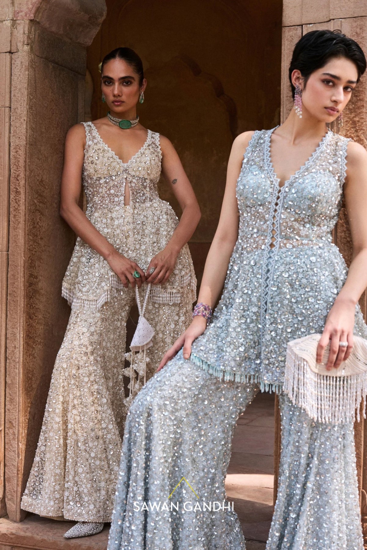 Ice Blue Peplum Set