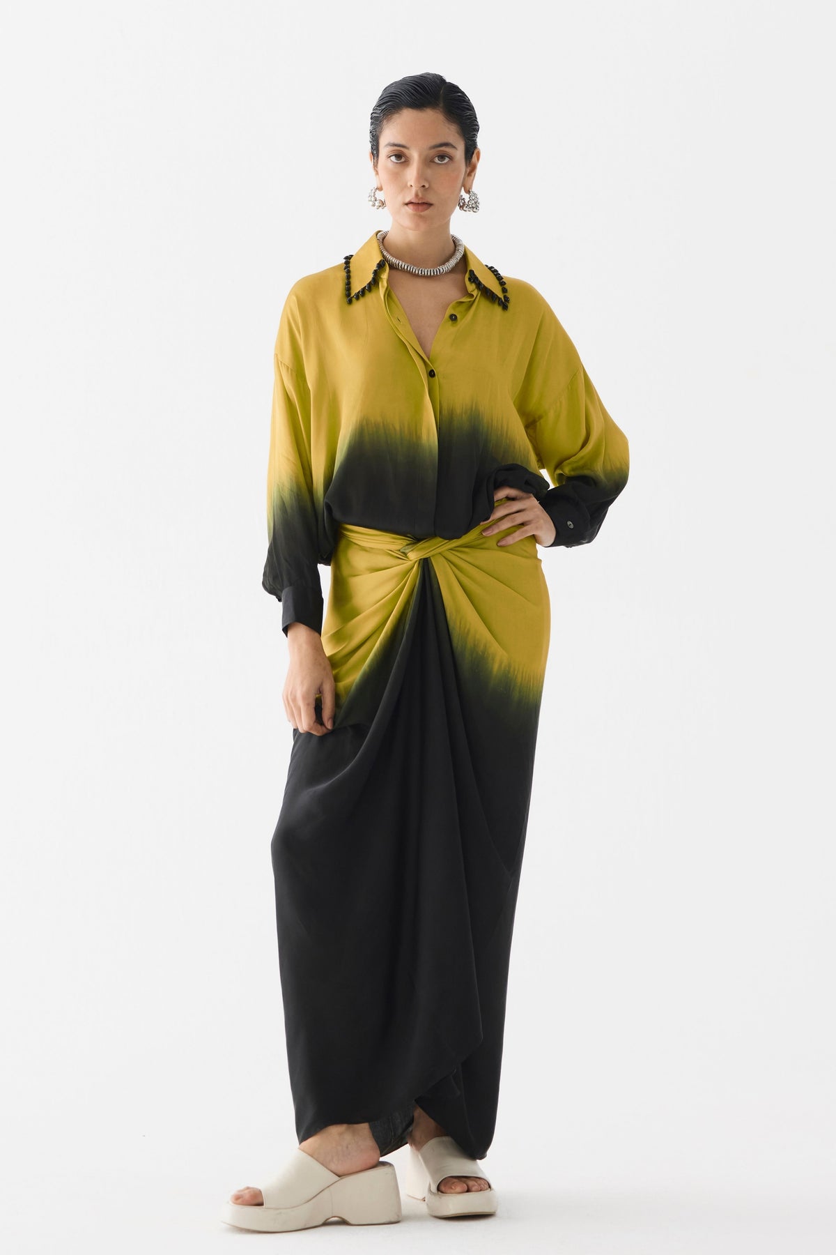 Olive Black Shirt Dress