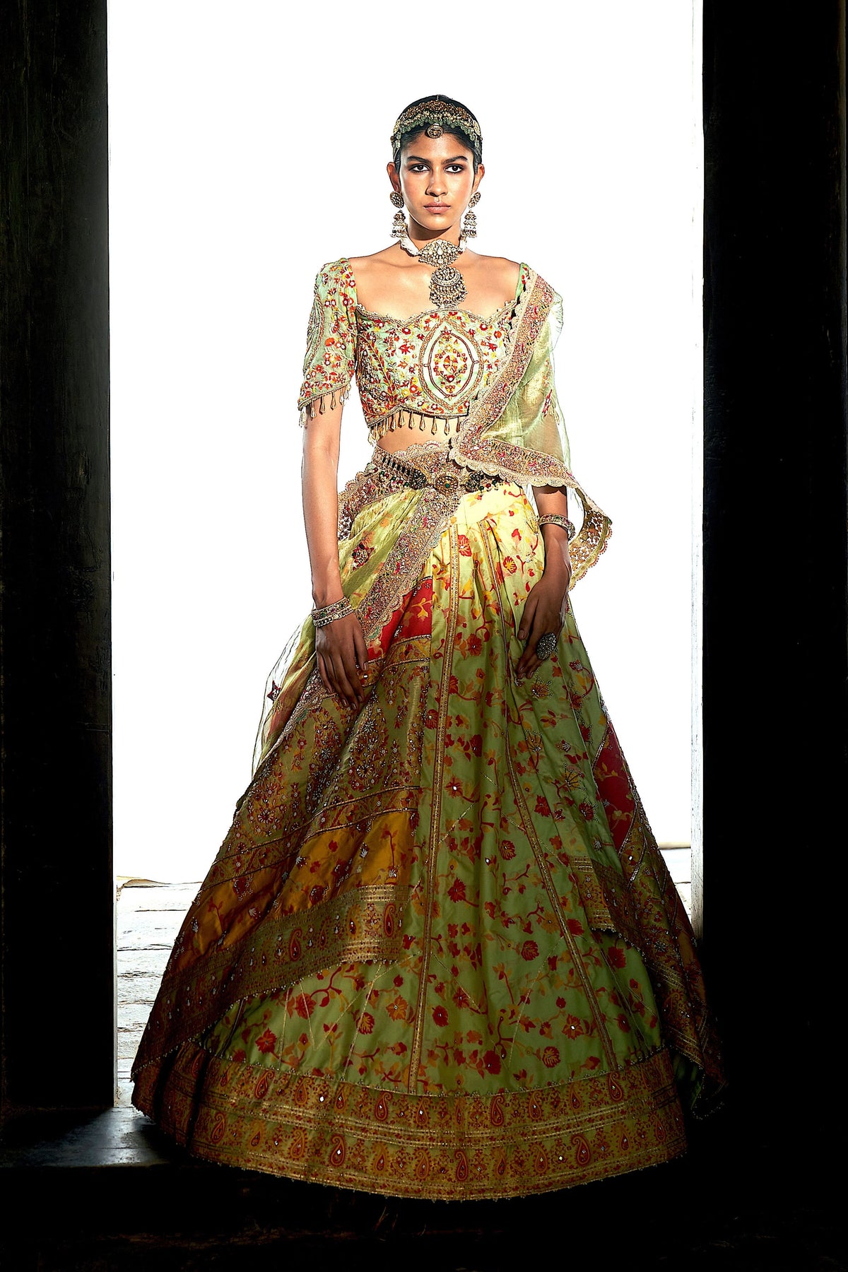 Kani Pista Green Lehenga Set