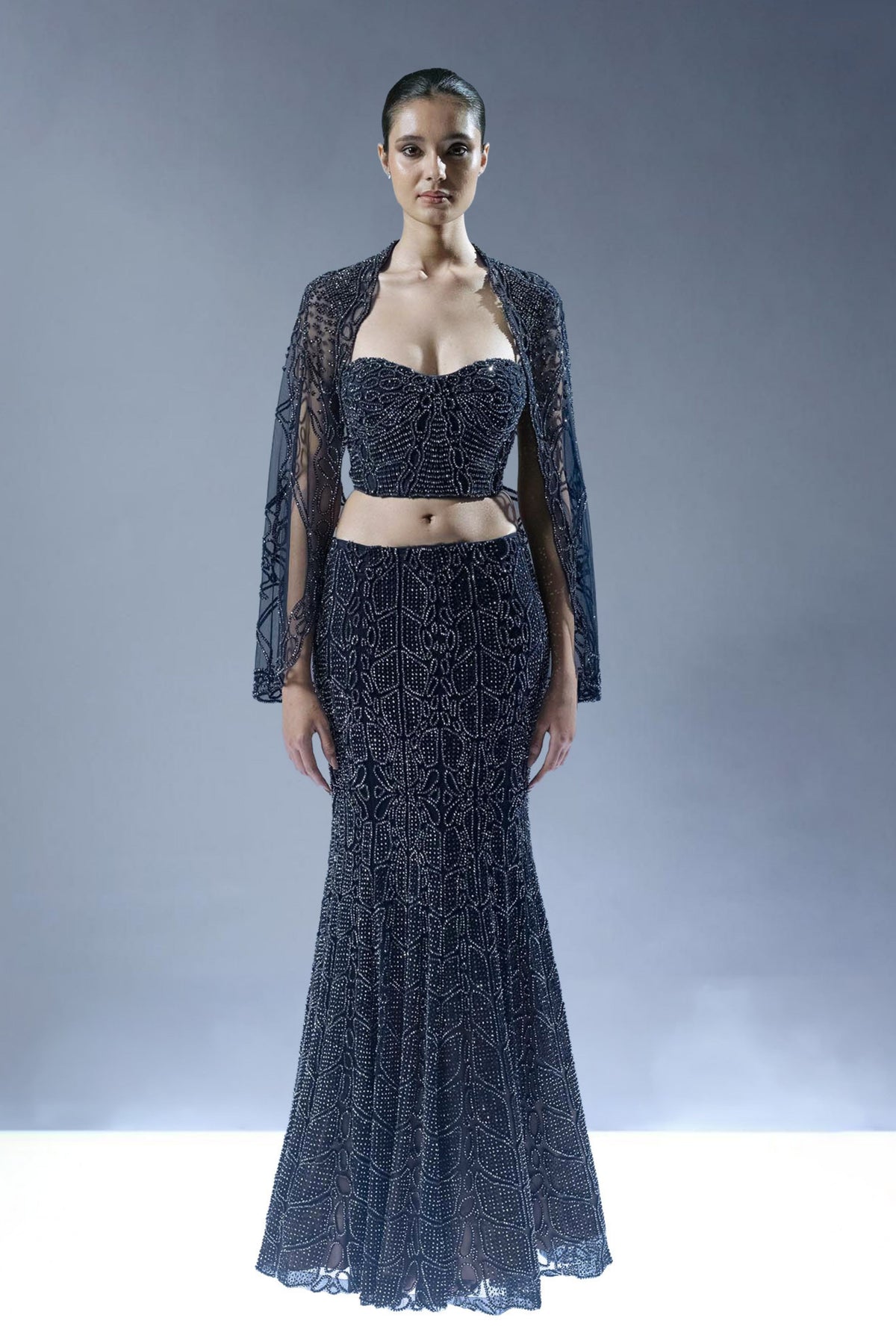 Sapphire Veil Lehenga Set