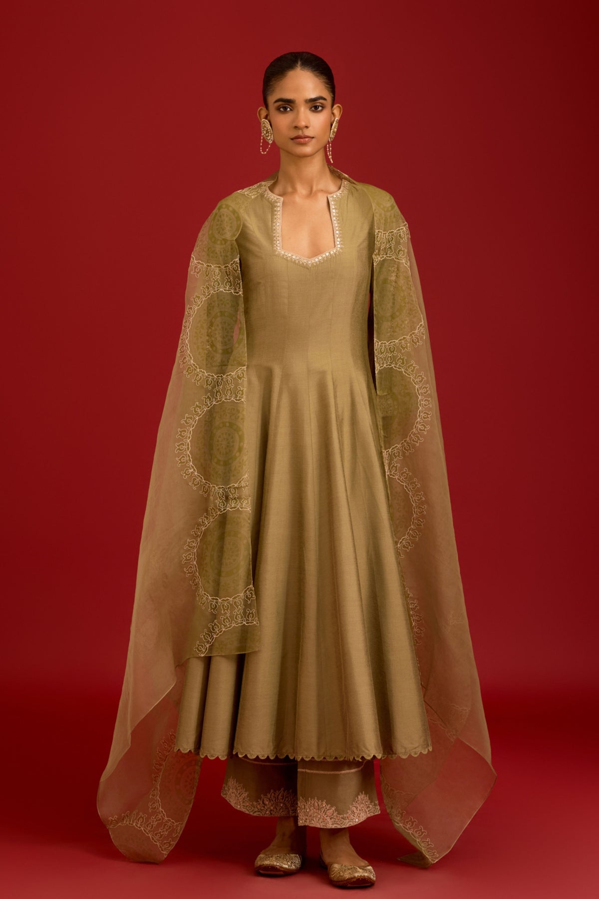 Pistachio Green Embroidered Anarkali Set