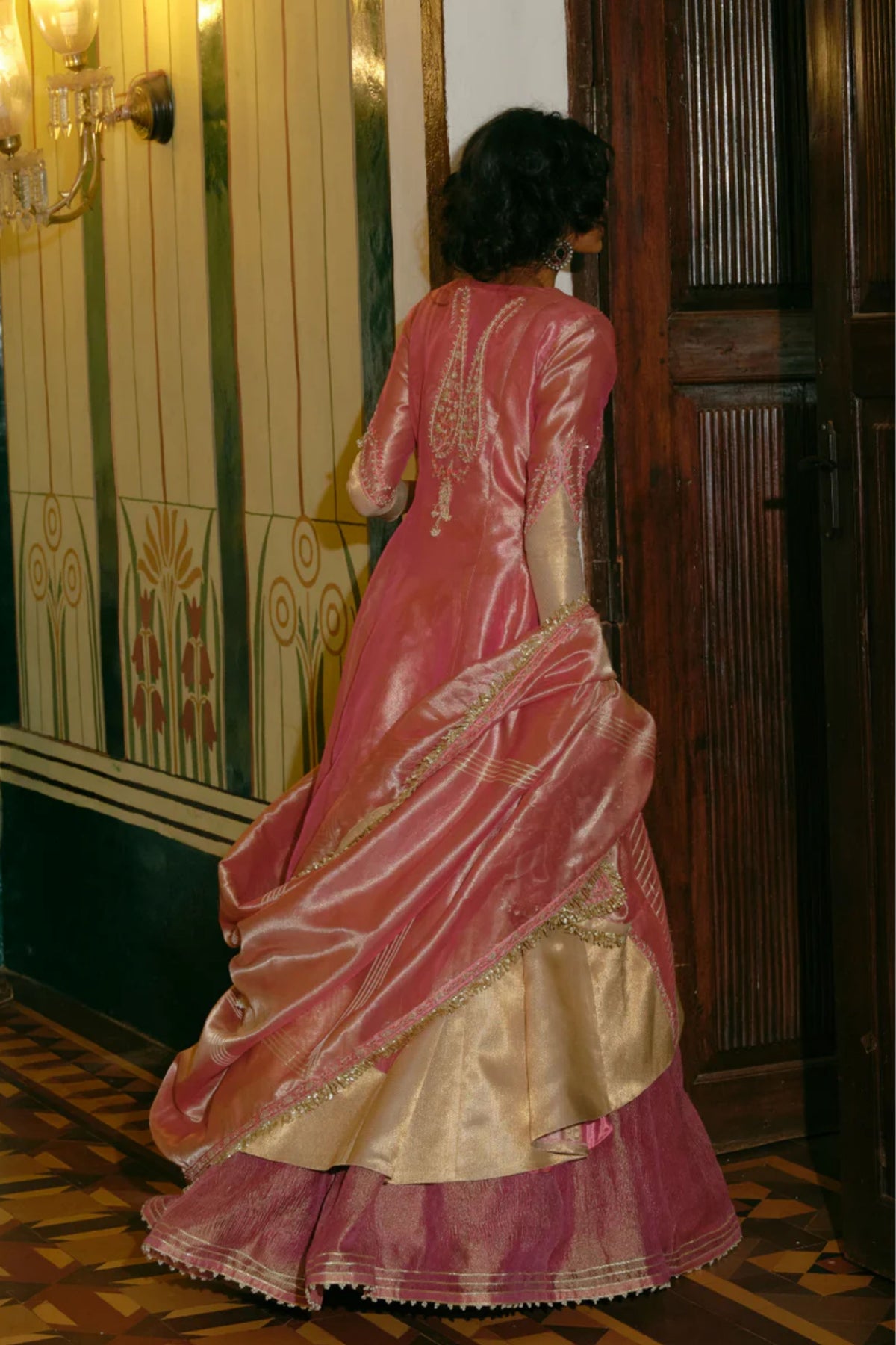 Pink Silk  Jacket Set