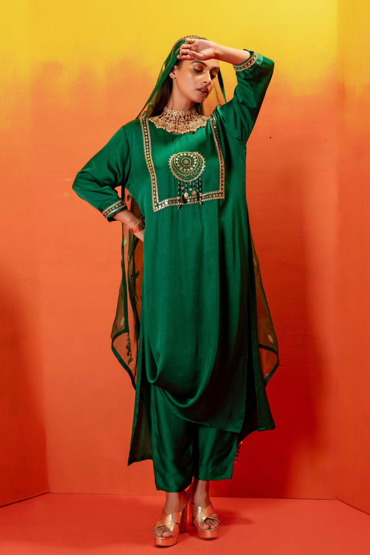 Vani Green Straight Kurta Set