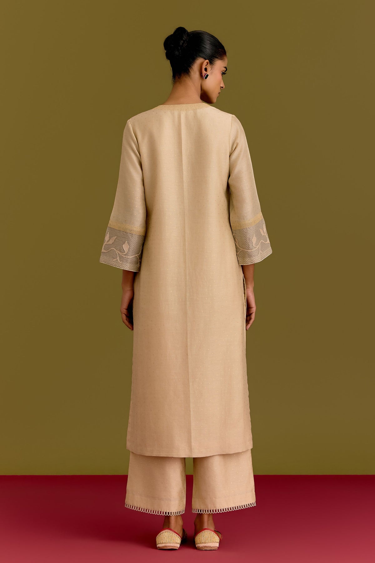 Beige Hand Painted Kurta Set