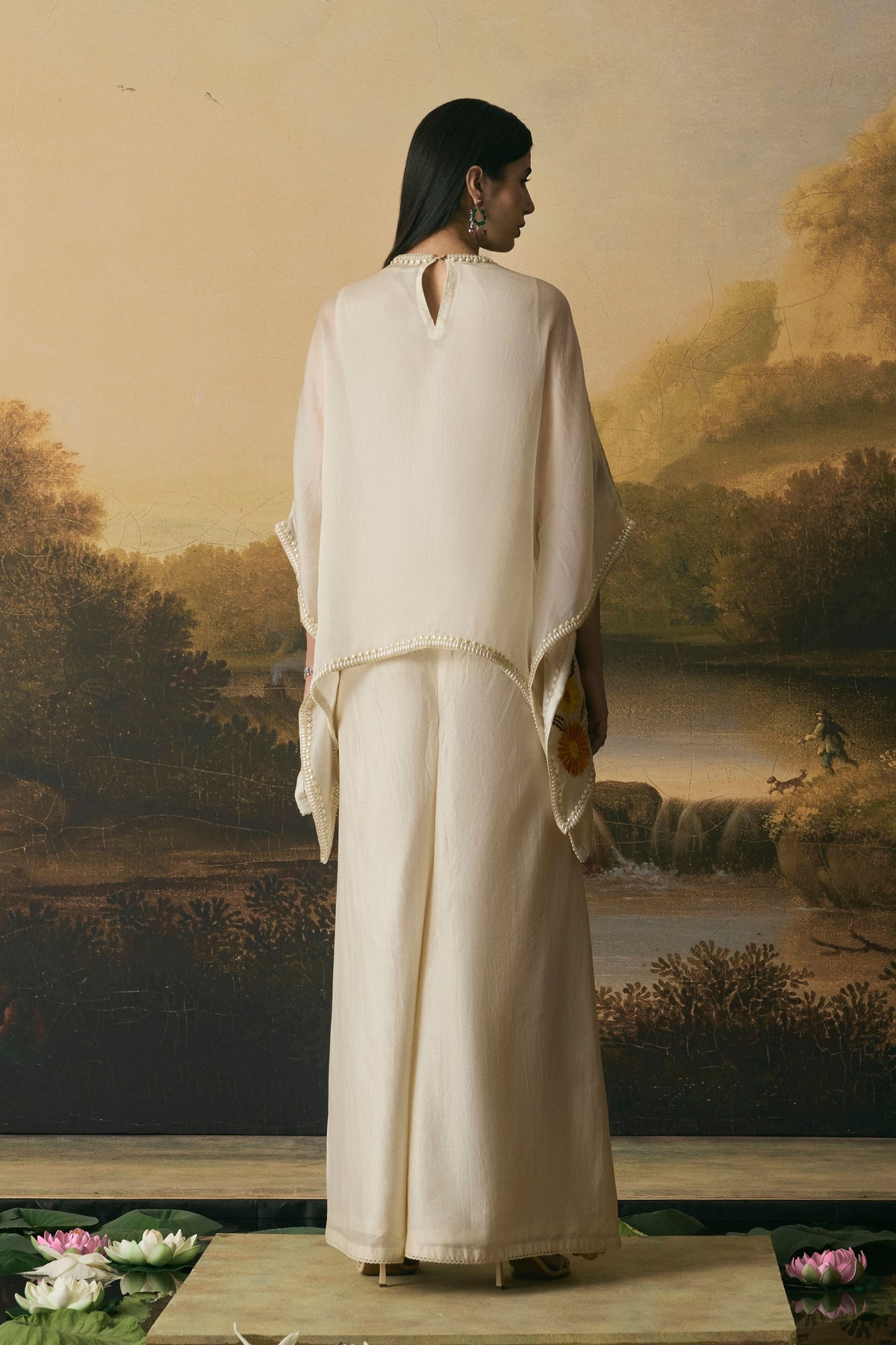 Ivory Floral Sharara Pants