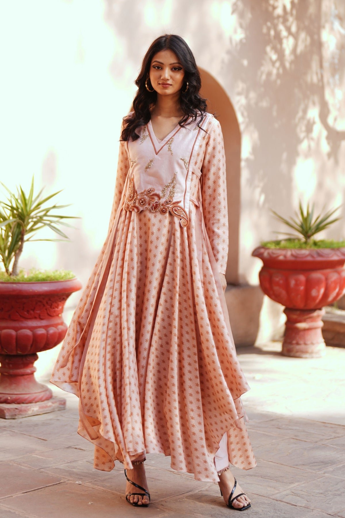 Powder Pink Chanderi Kurta Set