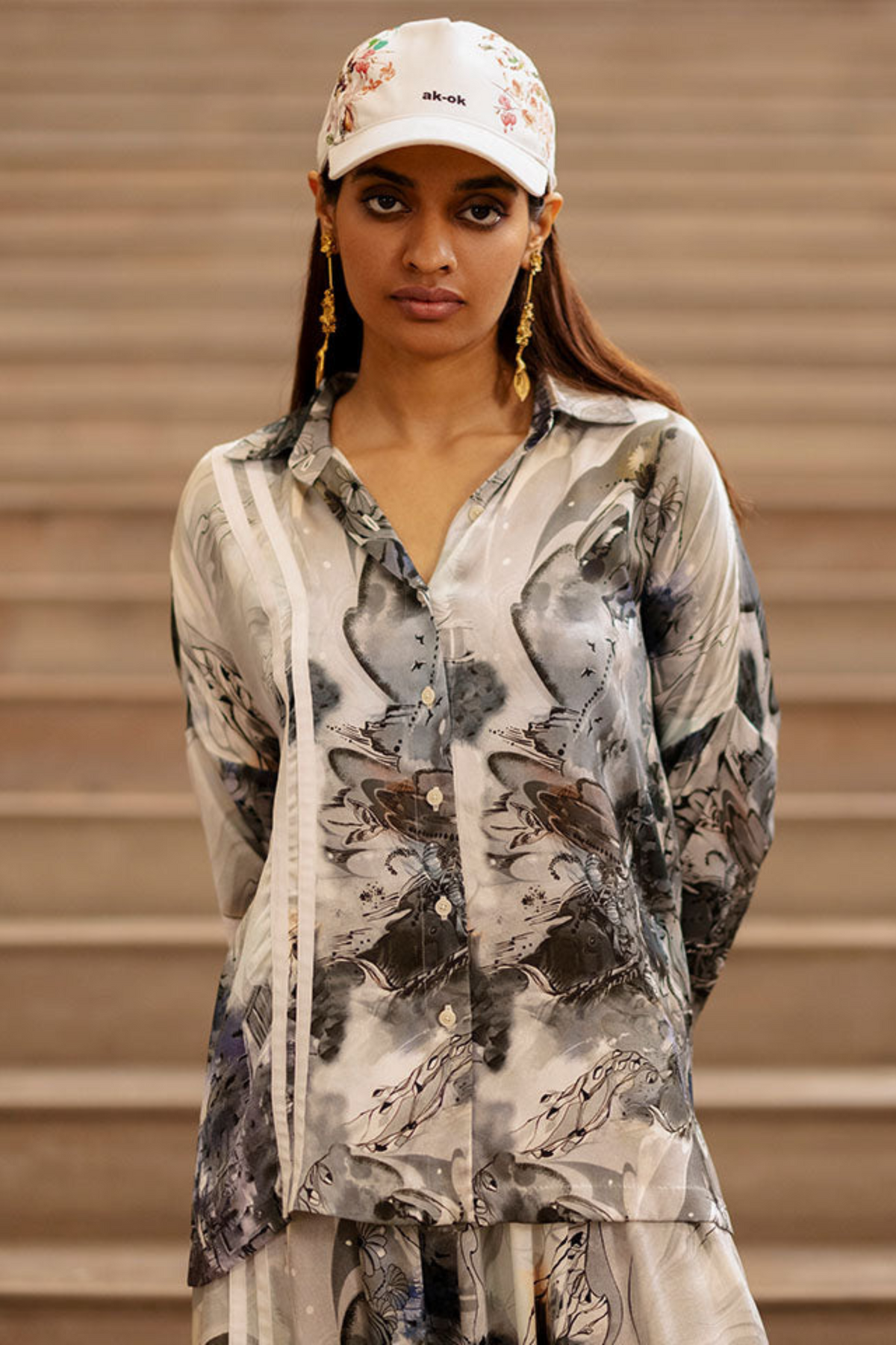 Ink Bleed Printed Shirt With Pants