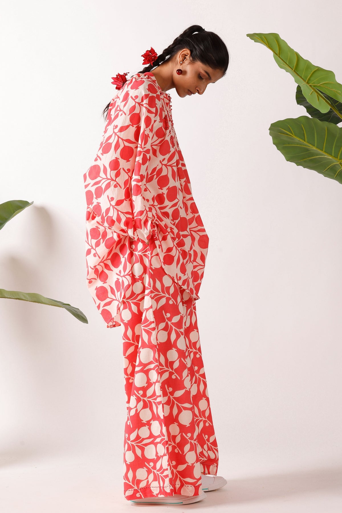 Coral Pomegranate Print Co-ord Set