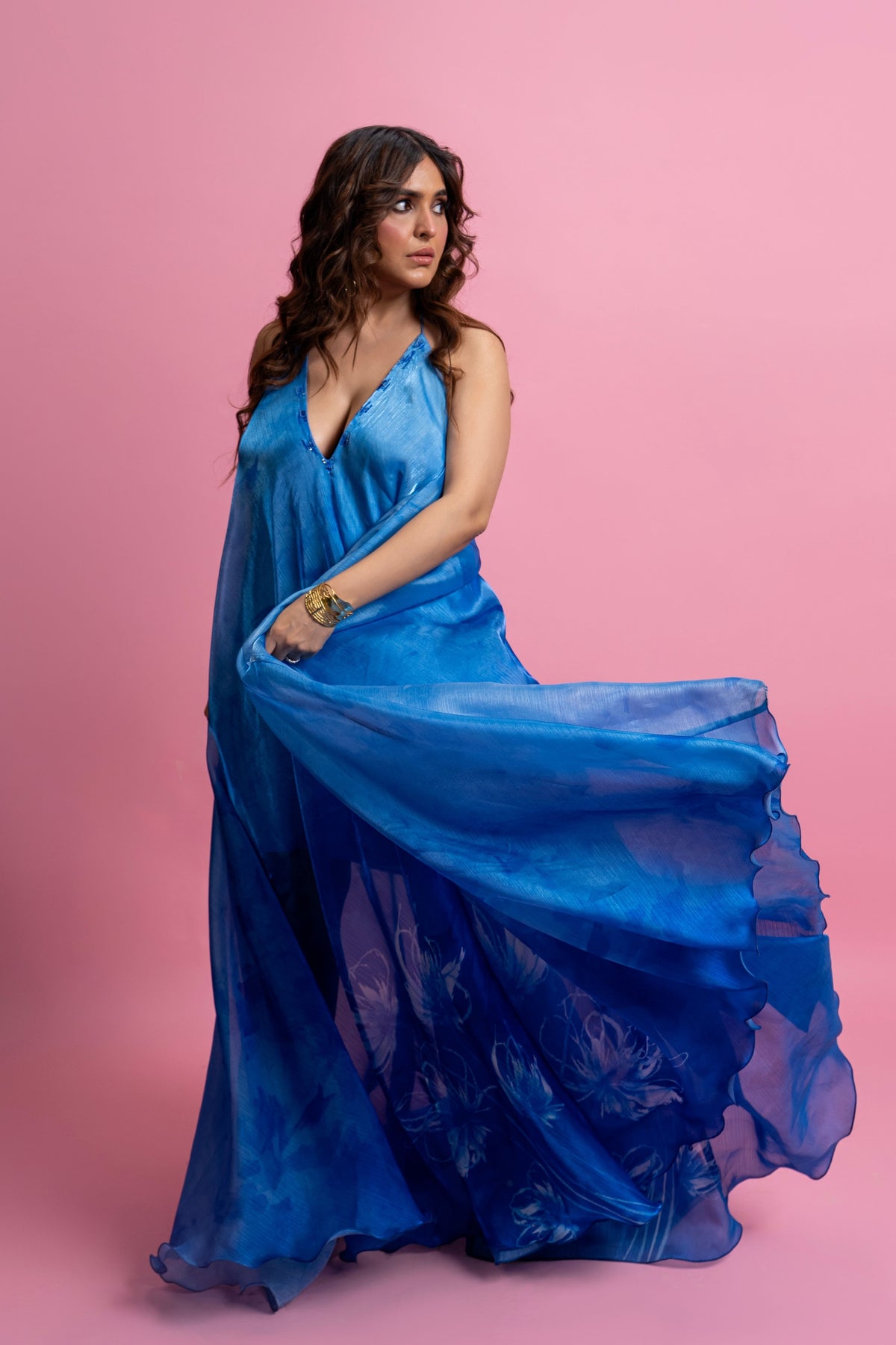 Blue Printed Maxi Dress