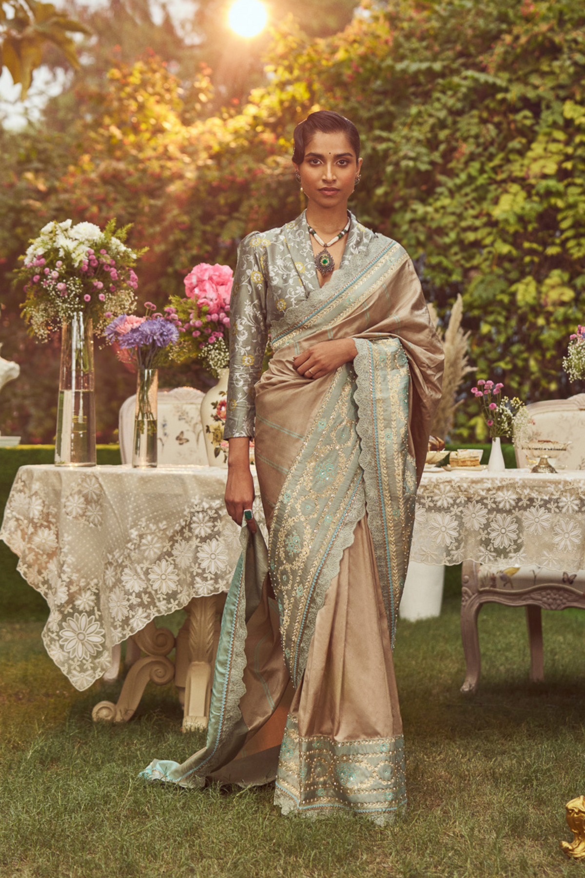 Sand Zari Handloom Sari