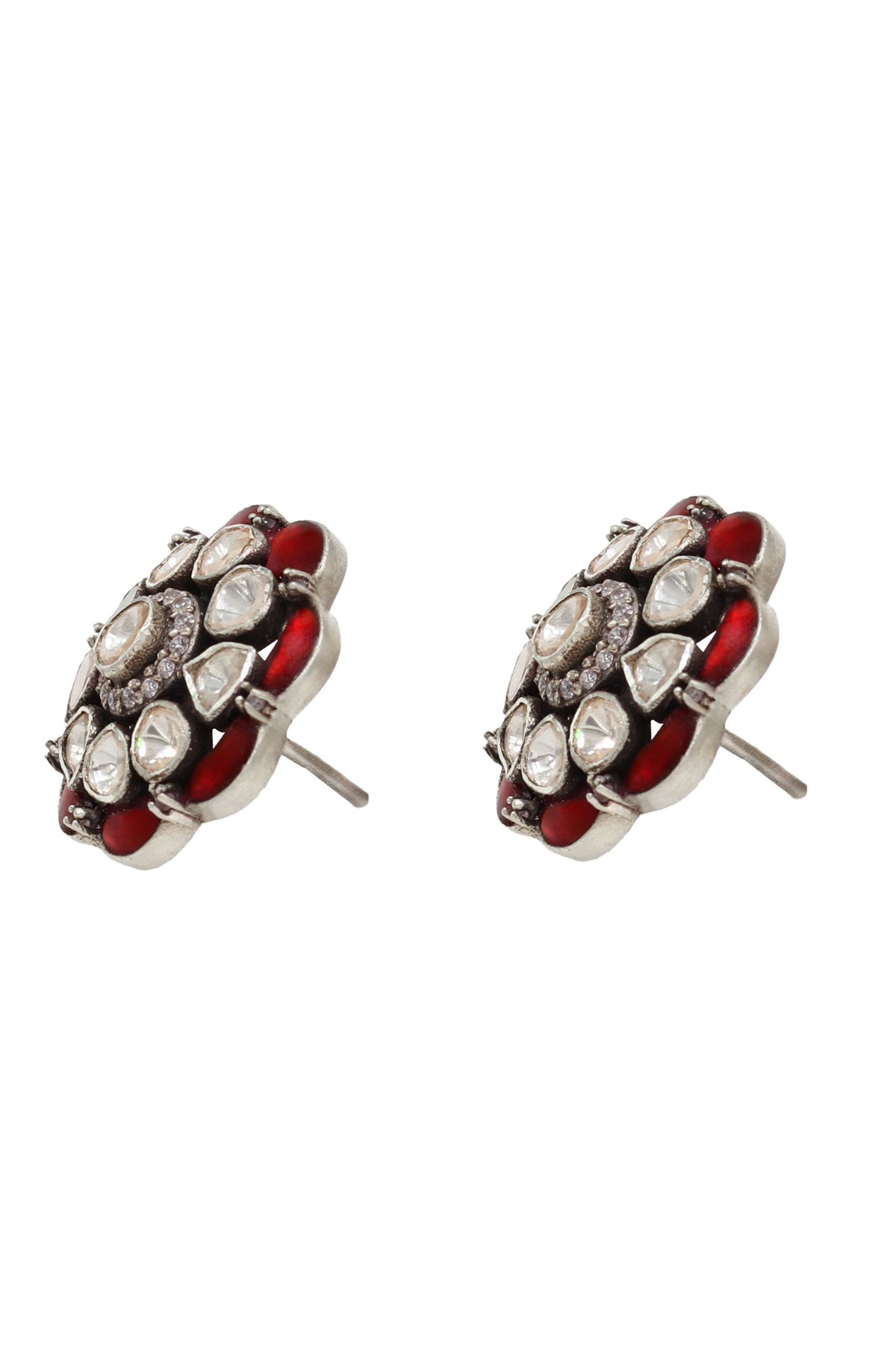 Silver Earrings in Red