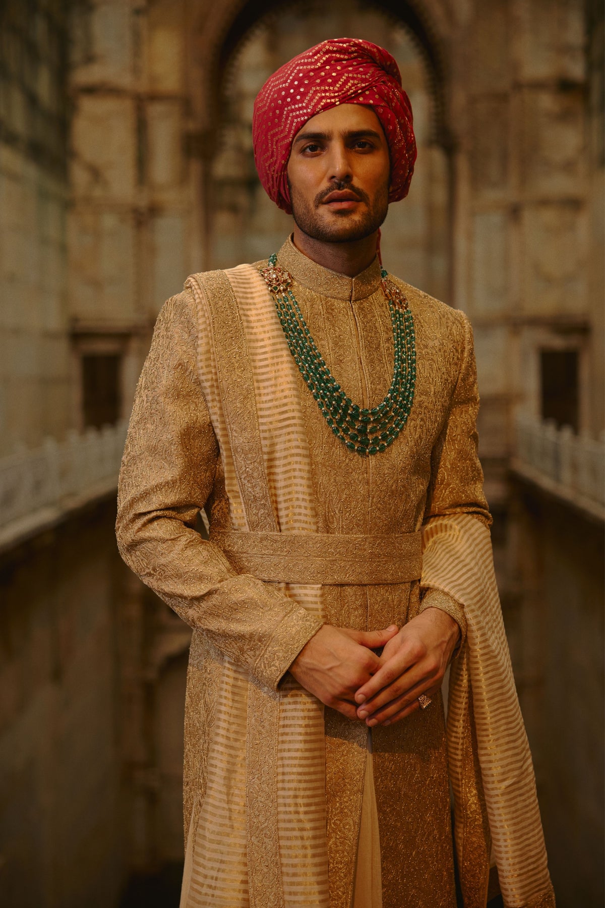 Matka Silk Sherwani Set