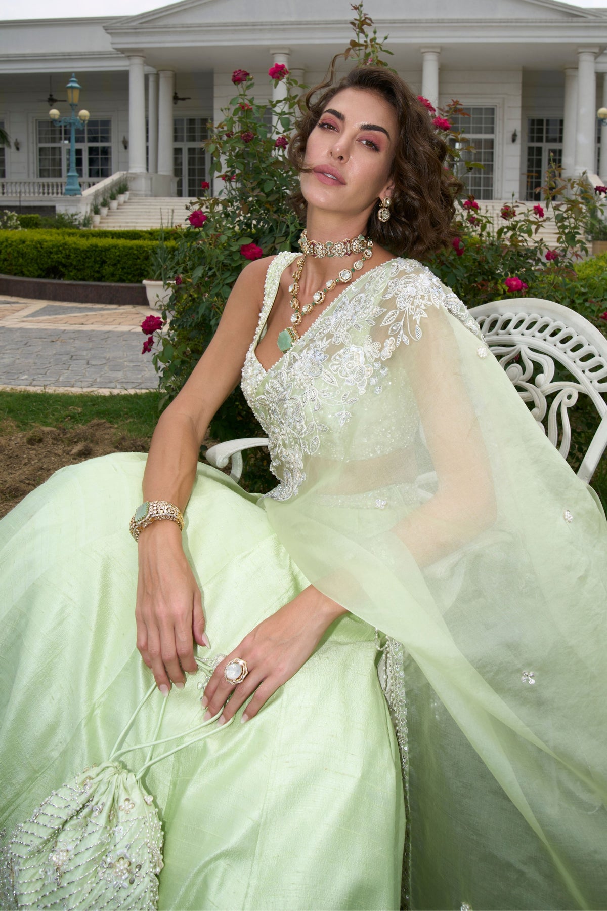 Raw Silk Green Lehenga Set