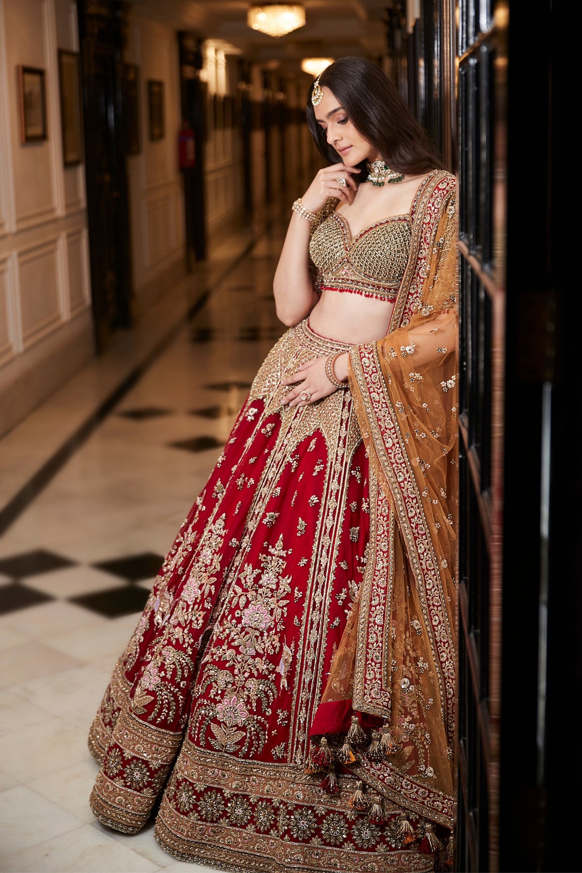 Noura Red Lehenga Set
