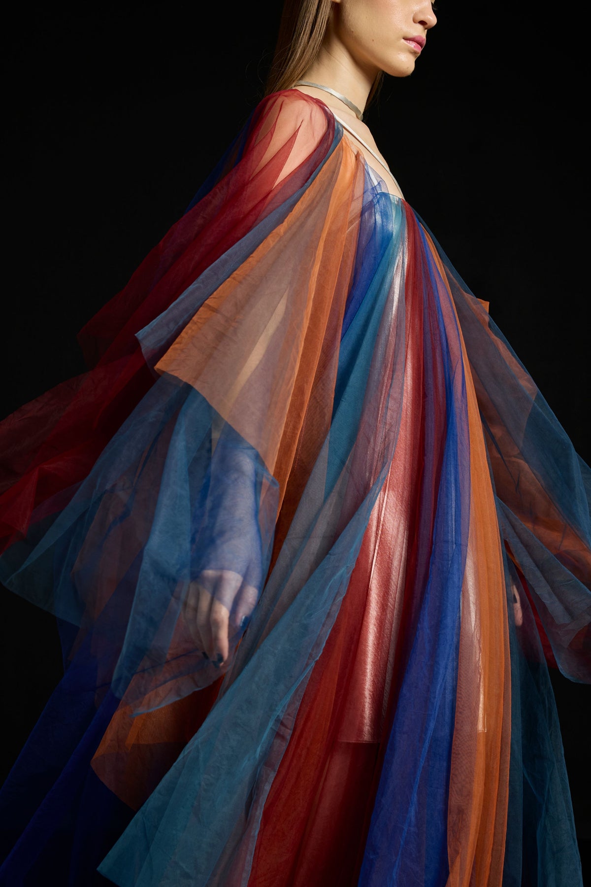 Multicolor Tulle Fall-Panelled Dress