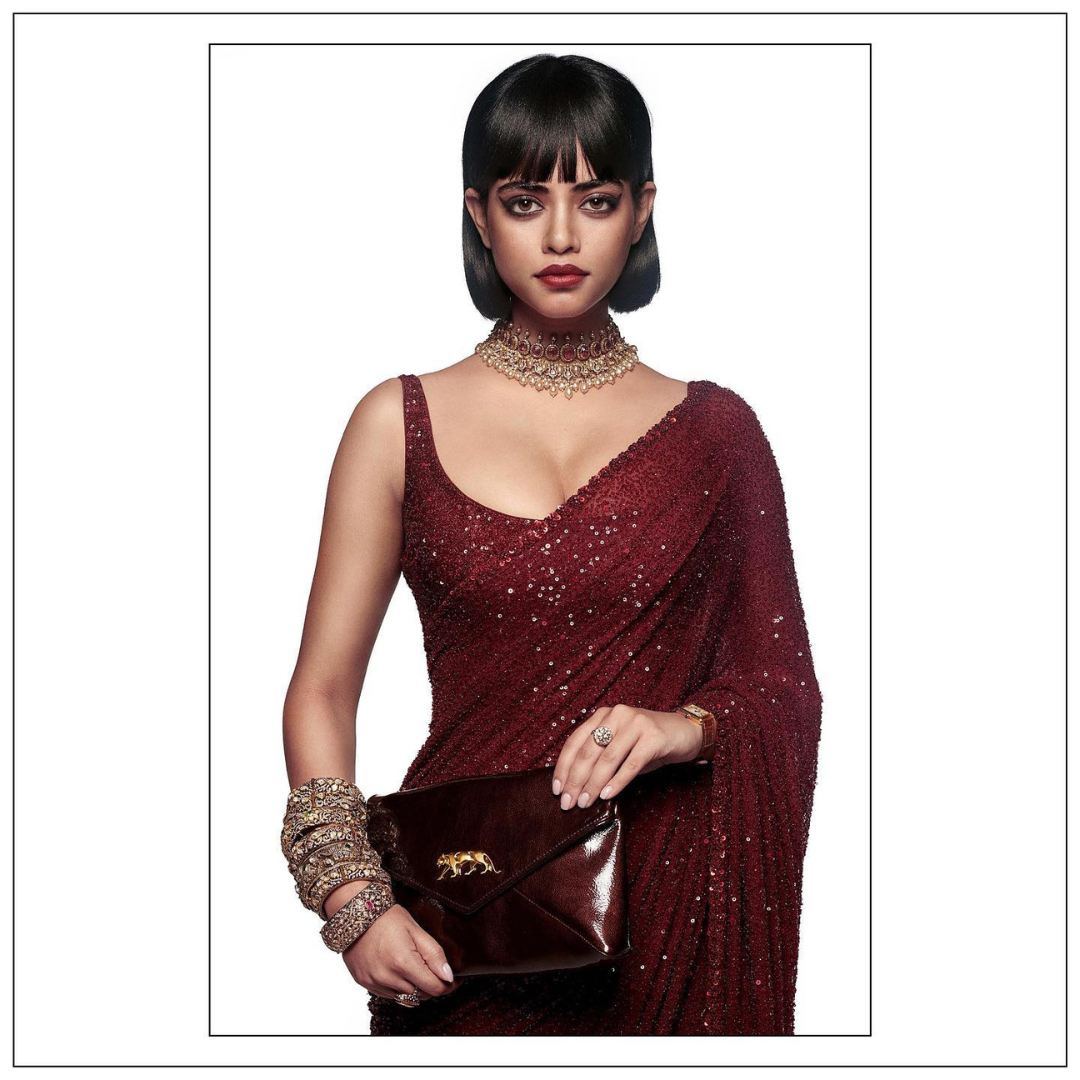 The Akashtara Sequin Saree in Burgundy