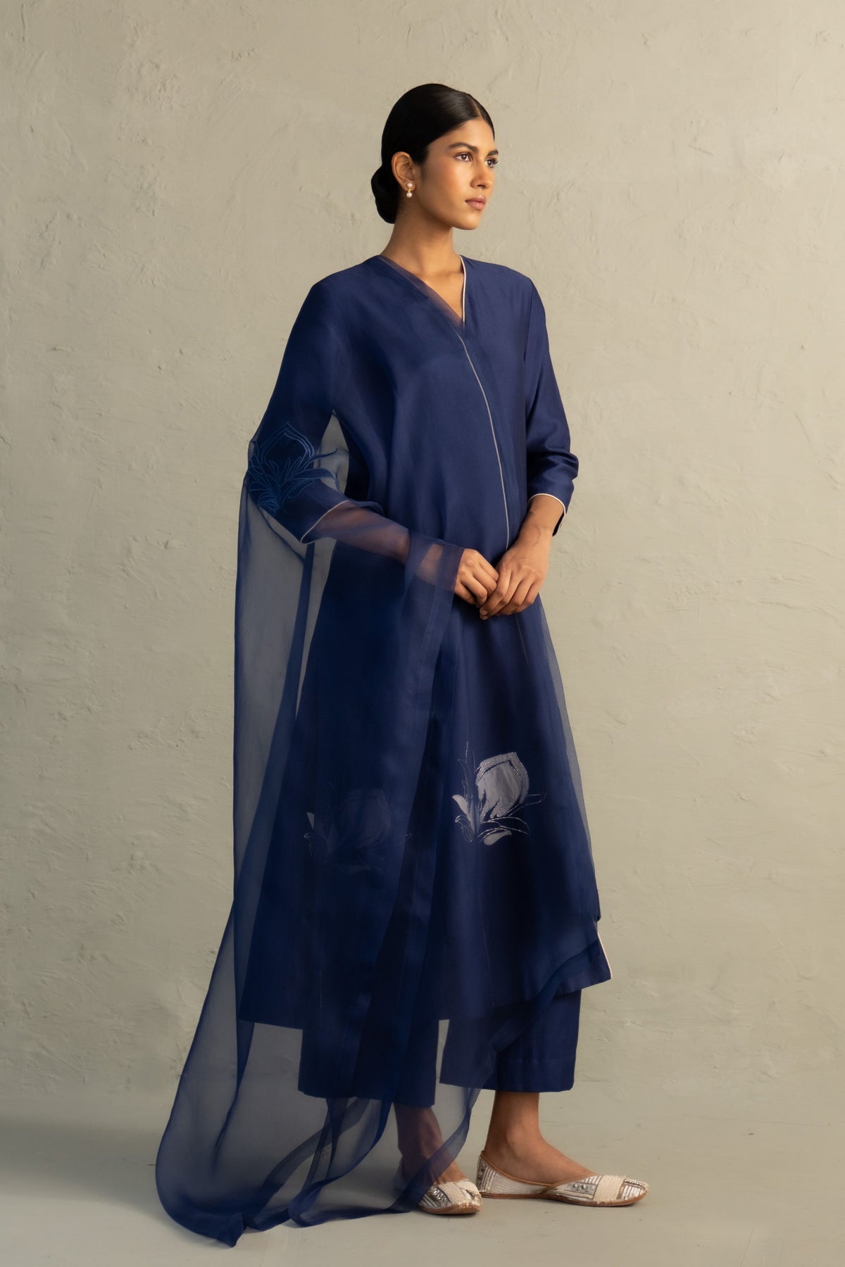 Blue Edit Hi-Lo Set With Dupatta