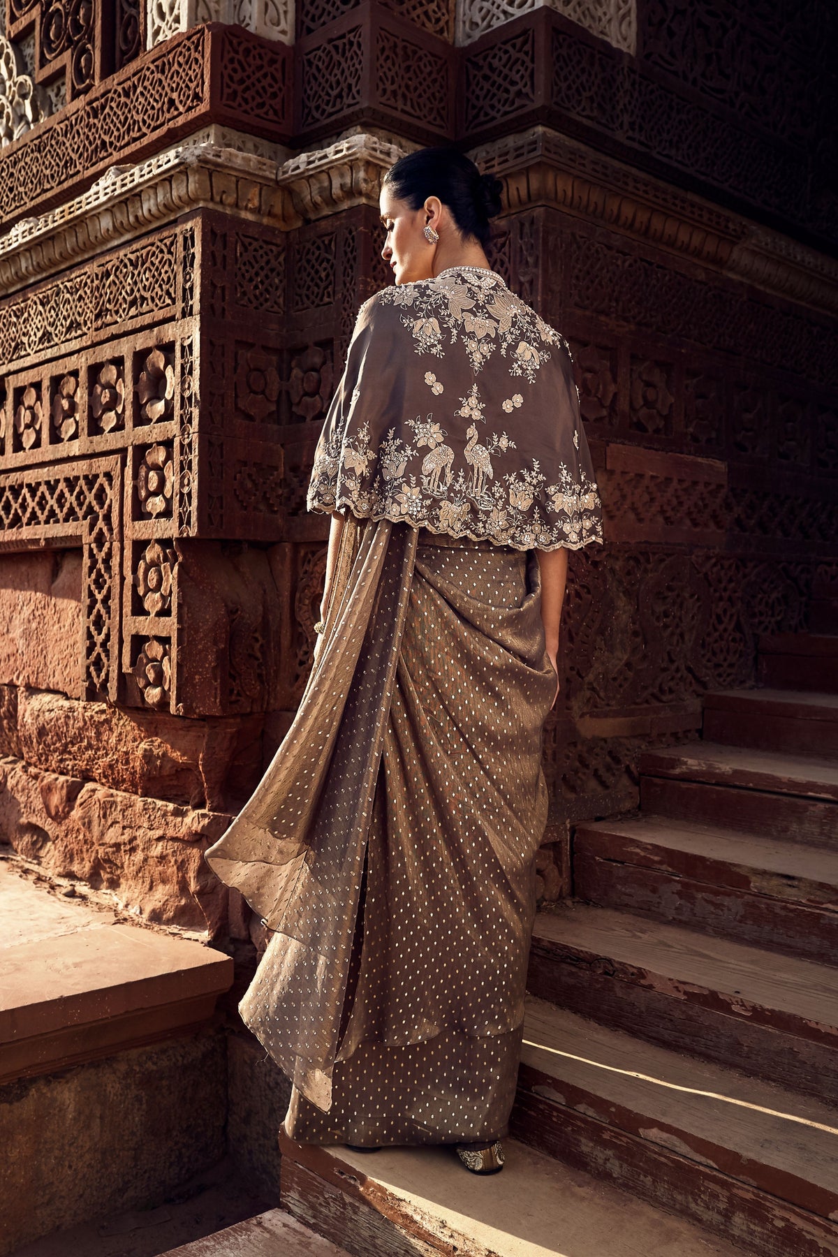 Multani Mini Cape with Stitched Saree