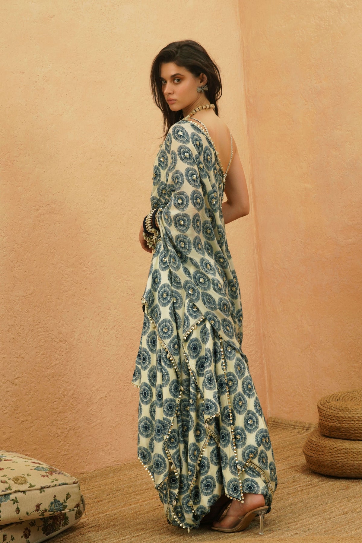Zayan Embellished Drape Saree Set