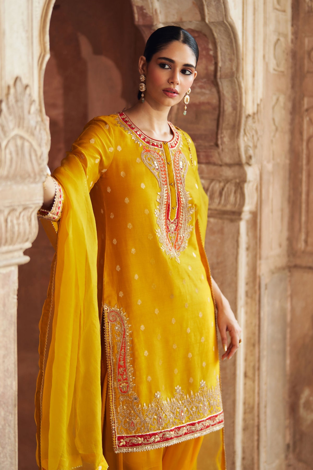 Fahmida Mustard Kurta With Salwar