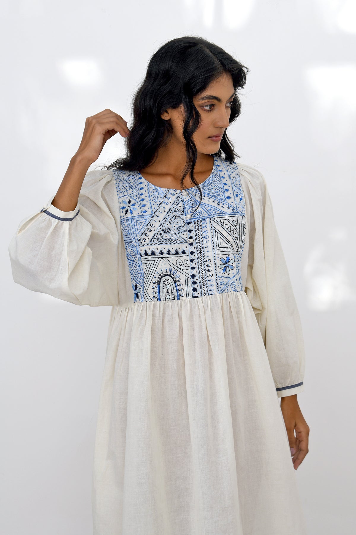 Ivory Adria Embroidered Dress
