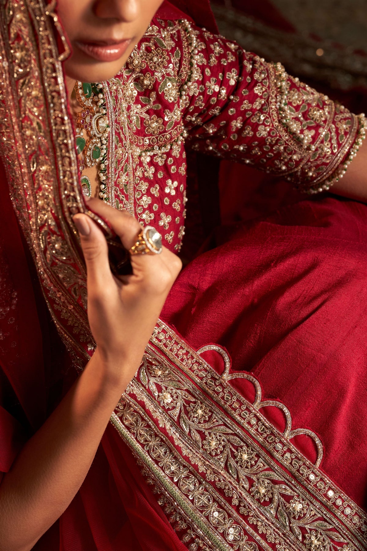 Moga Red Lehenga Set