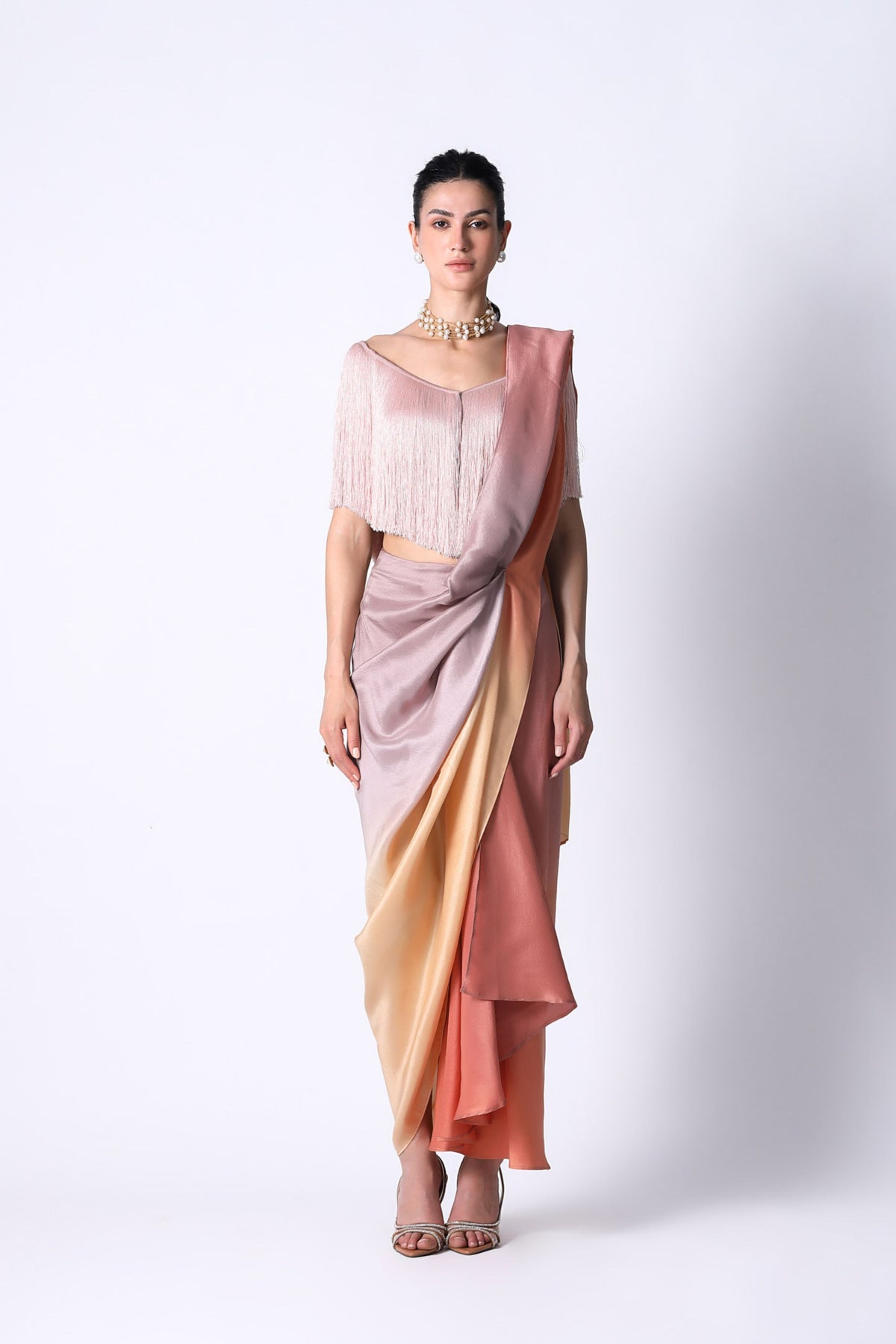 Erica Fringe Top With Sari