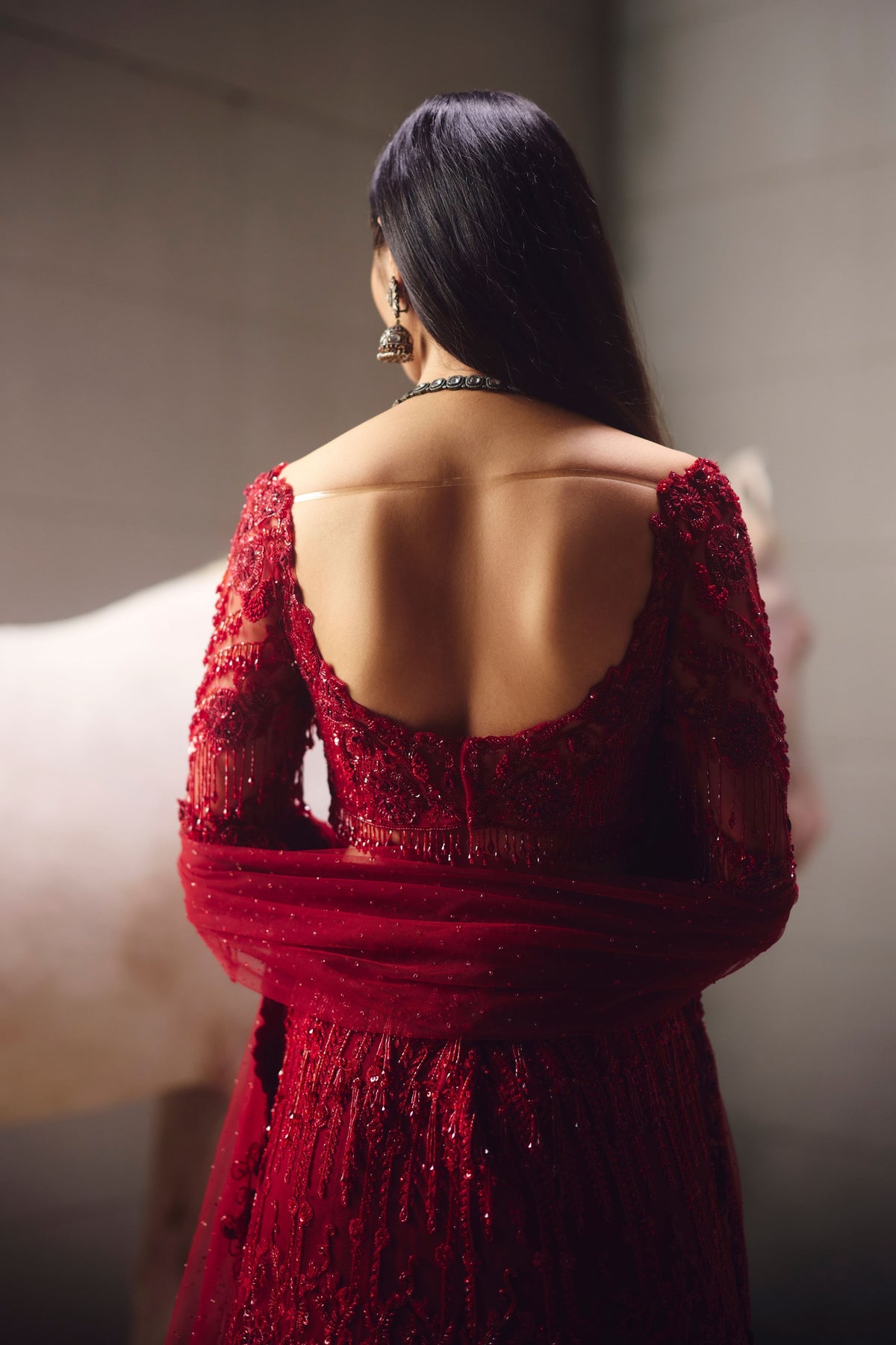 Red Embroidered Lehenga Set