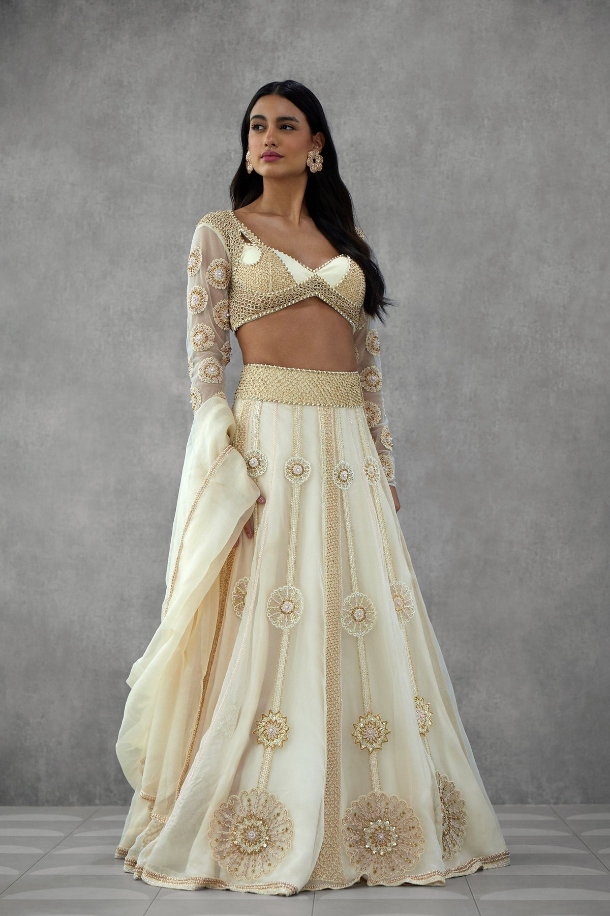 Embroidered Blouse With Lehenga Set