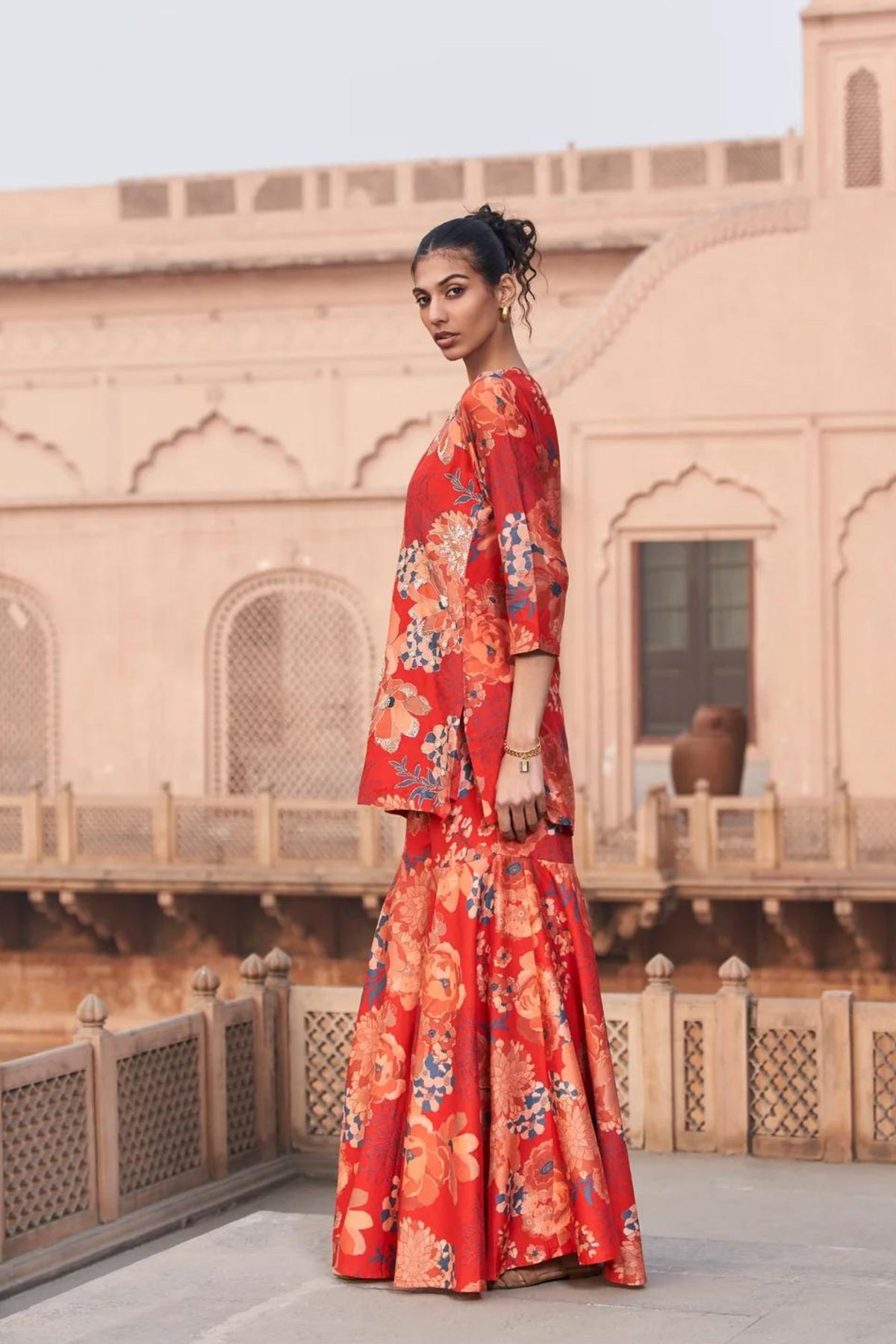 Red Moroccan Highlight Sharara Set